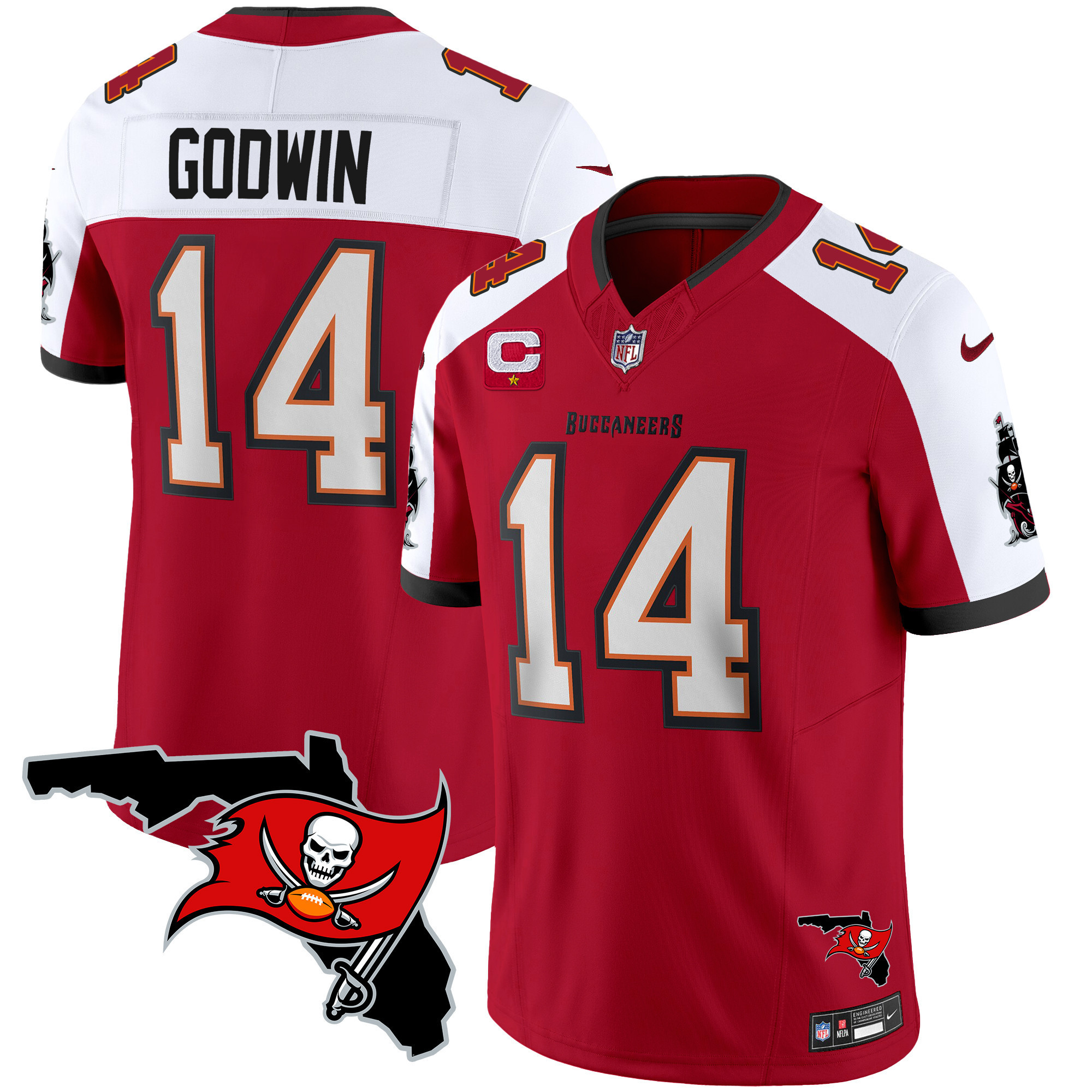 Chris Godwin Men's Tampa Bay Buccaneers Florida Patch Vapor Limited Red Alternate Jersey - All Stitched