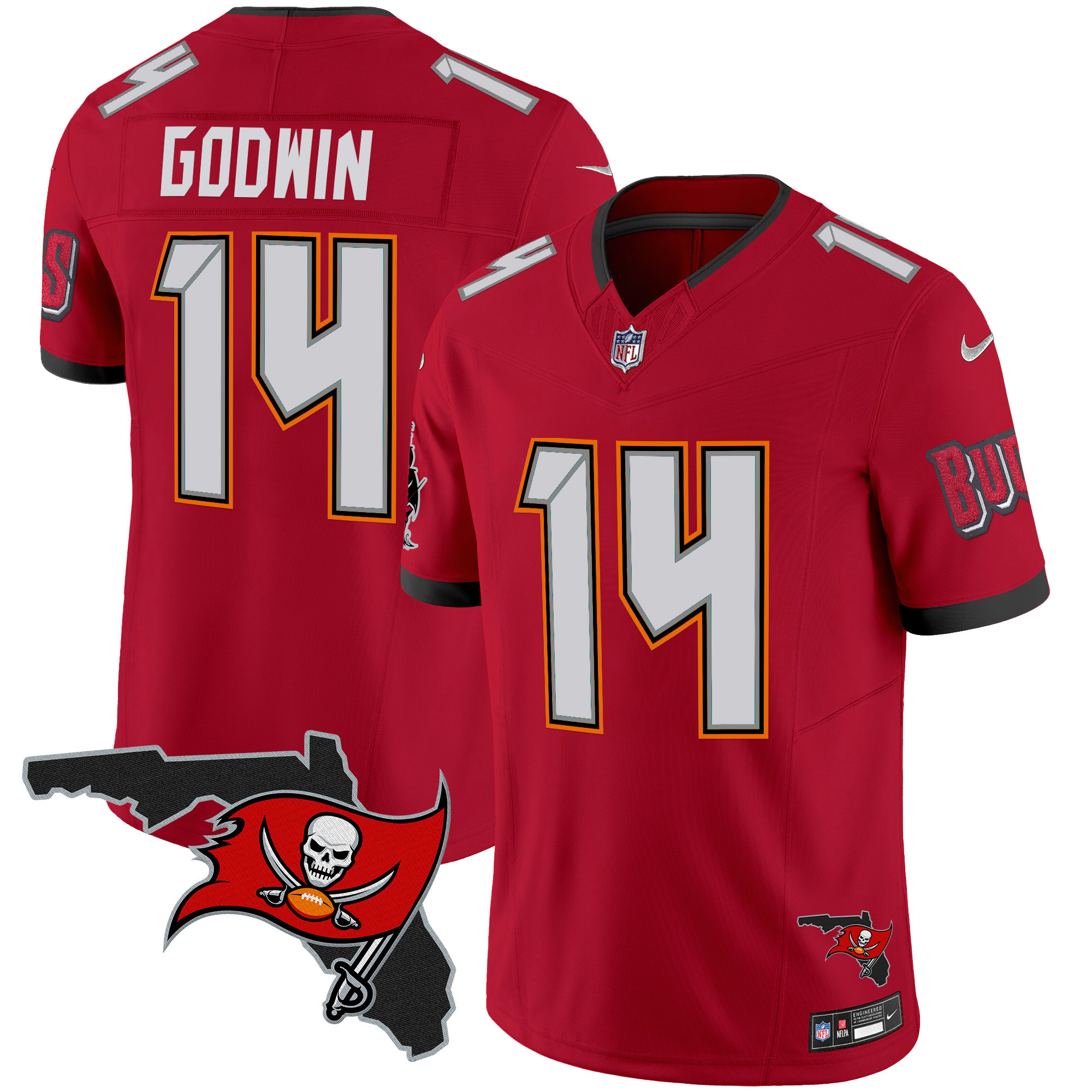 Chris Godwin Men's Tampa Bay Buccaneers Florida Patch Vapor Limited Red Jersey - All Stitched