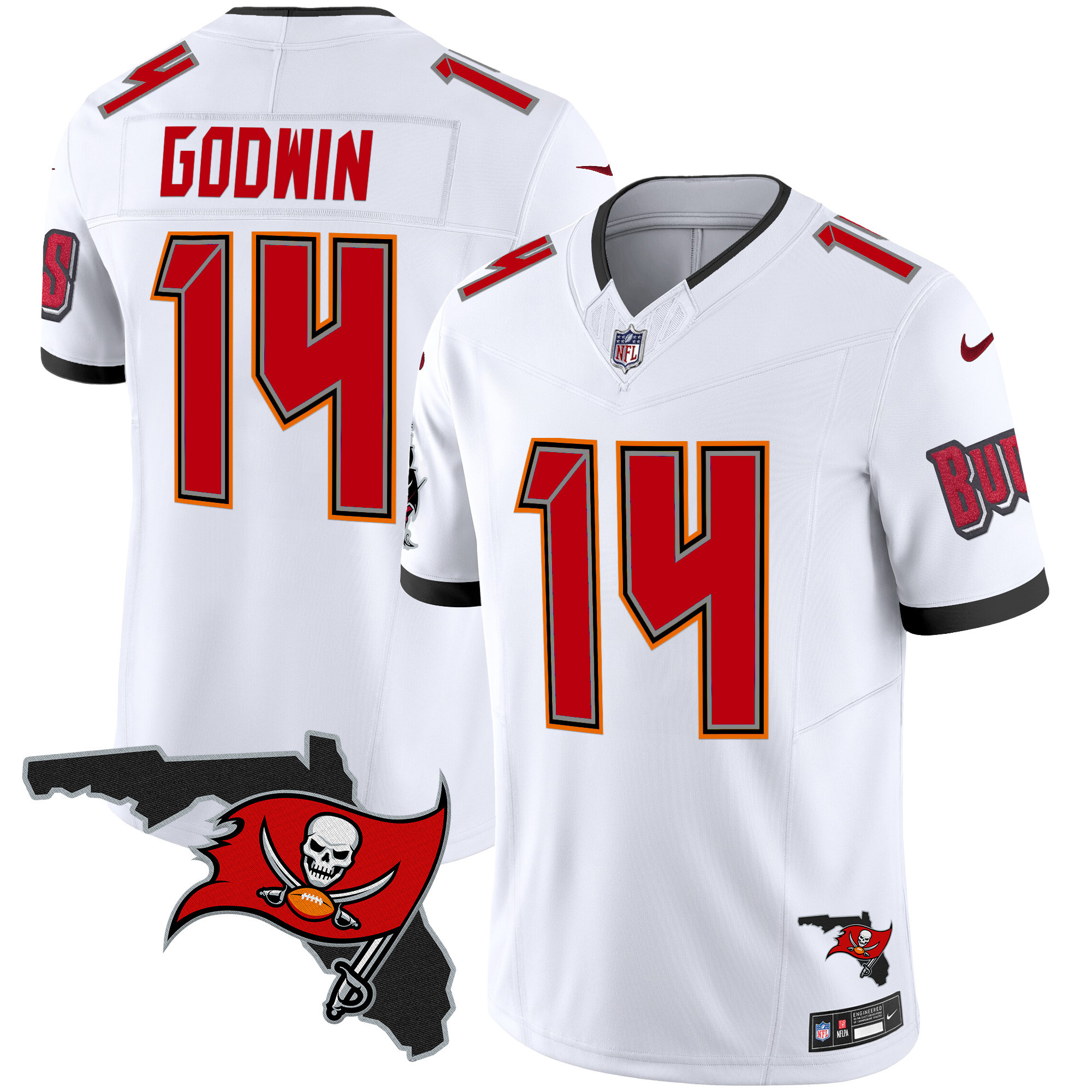 Chris Godwin Men's Tampa Bay Buccaneers Florida Patch Vapor Limited White Jersey - All Stitched