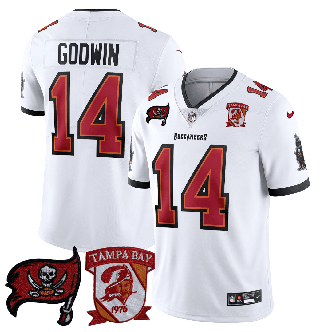 Chris Godwin Men's Tampa Bay Buccaneers Logo Patch White Jersey - All Stitched