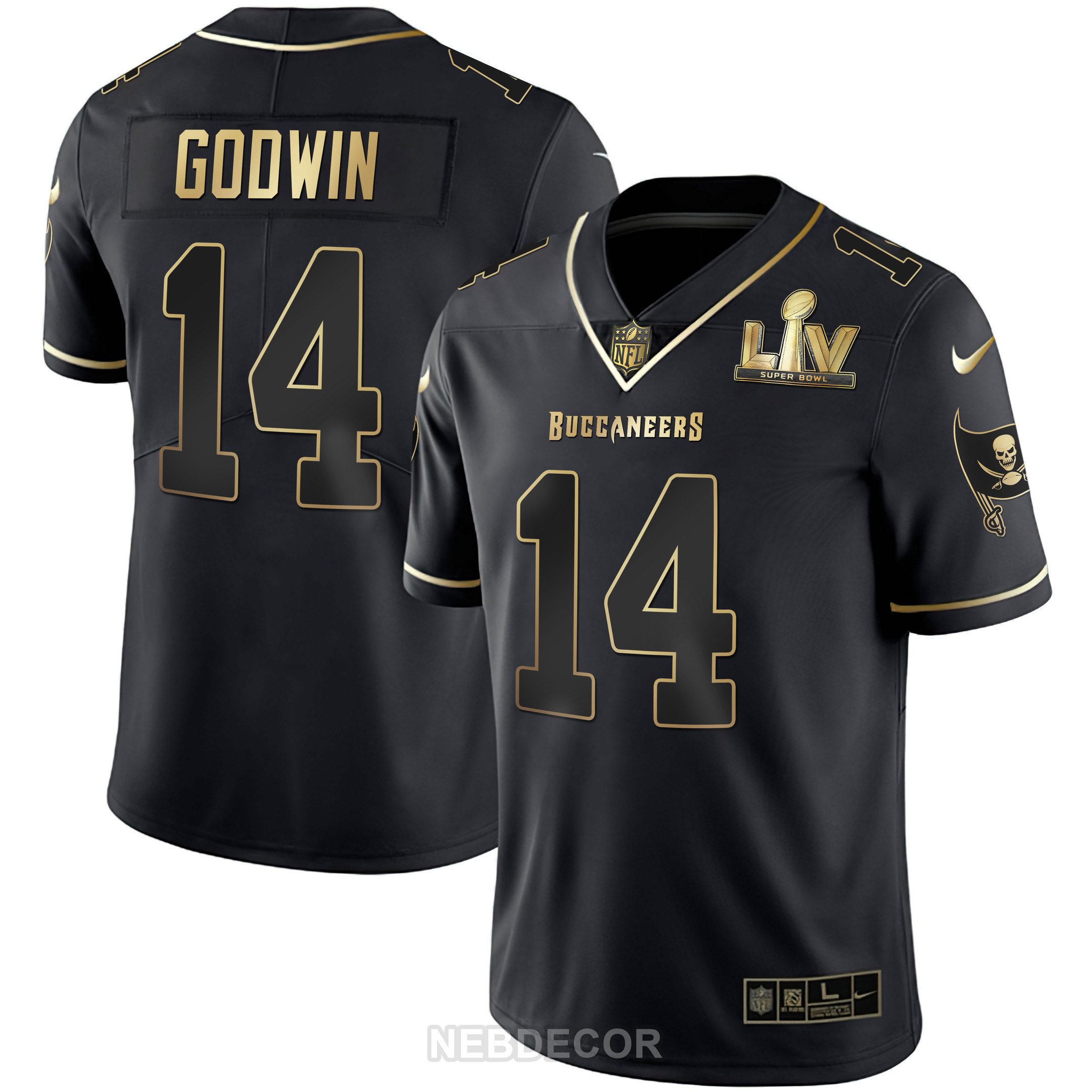 Chris Godwin Men's Tampa Bay Buccaneers Super Bowl LIV White Gold & Black Gold Black Gold Jersey - All Stitched