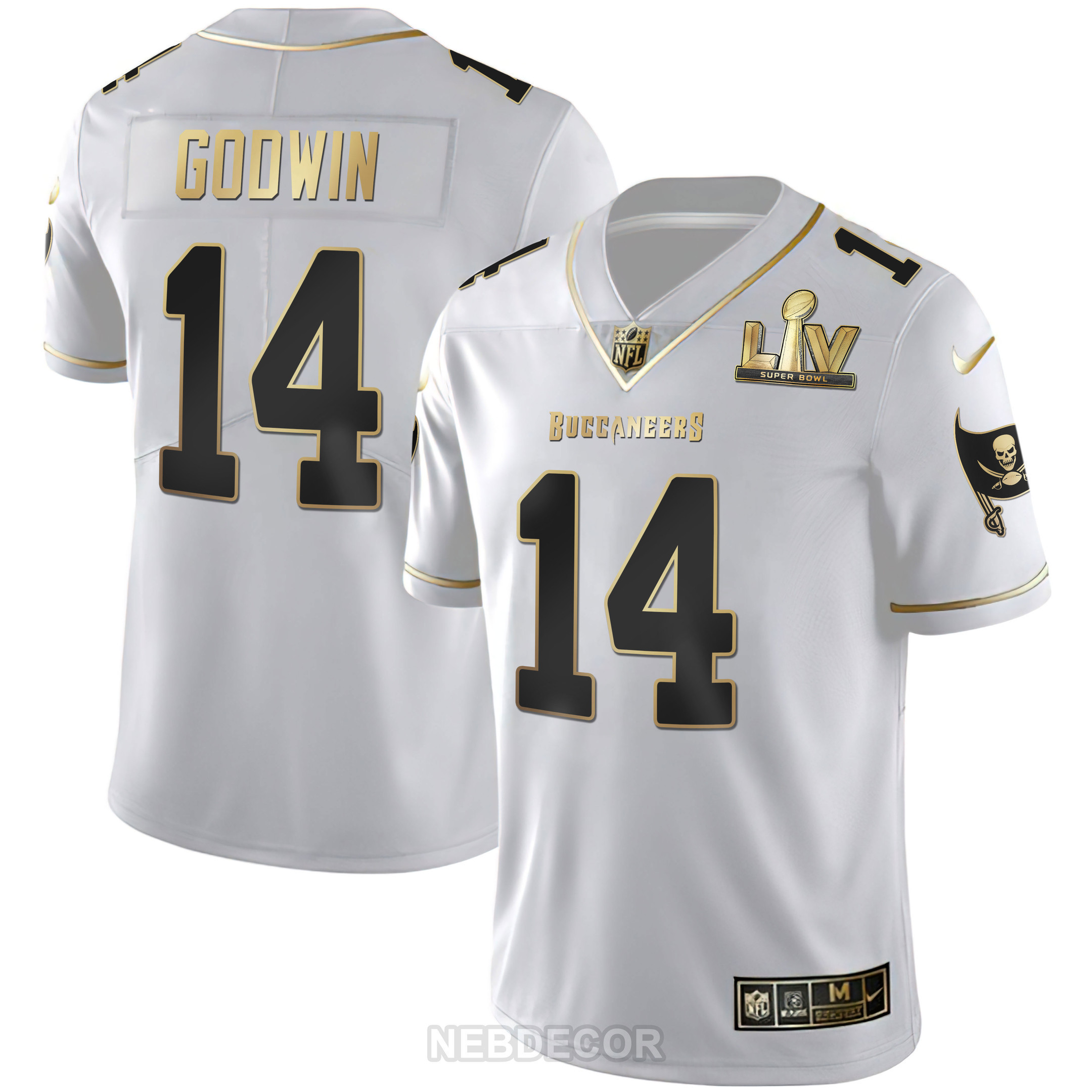 Chris Godwin Men's Tampa Bay Buccaneers Super Bowl LIV White Gold & Black Gold White Gold Jersey - All Stitched