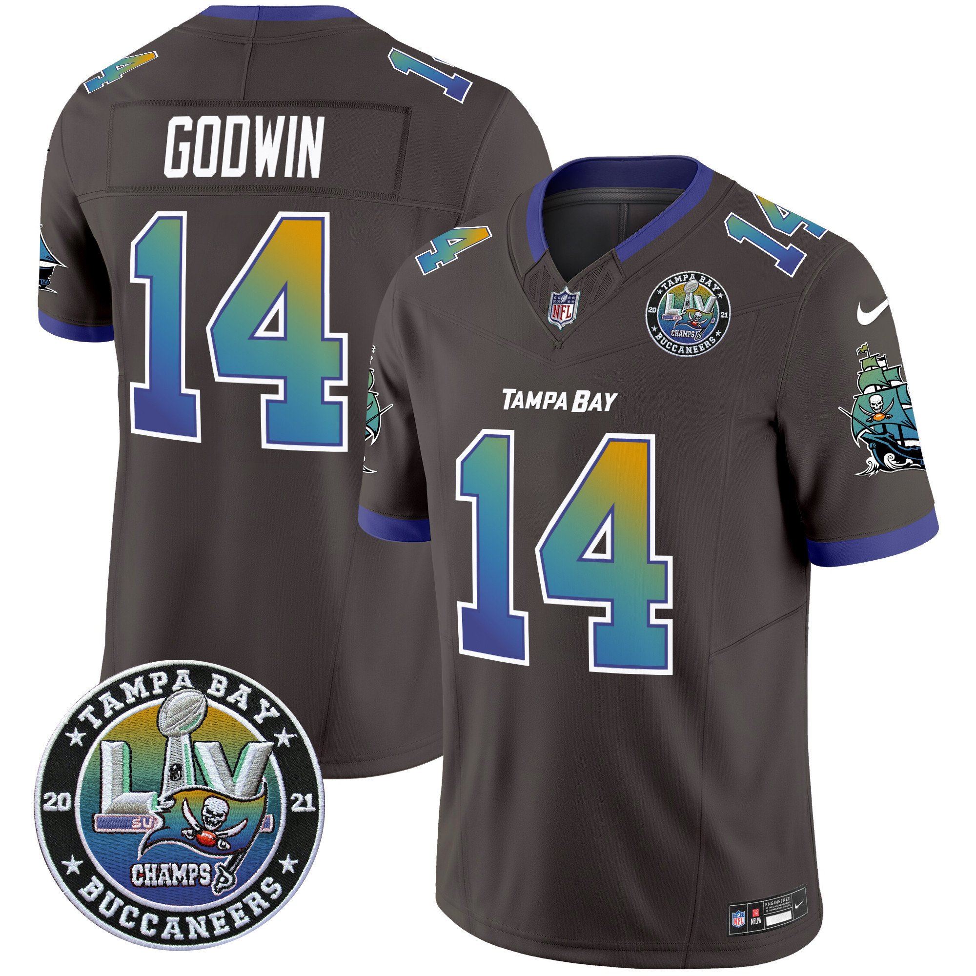 Chris Godwin Men's Tampa Bay Buccaneers "Tampa City" Super Bowl LIV Patch Vapor Limited Pewter Jersey - All Stitched