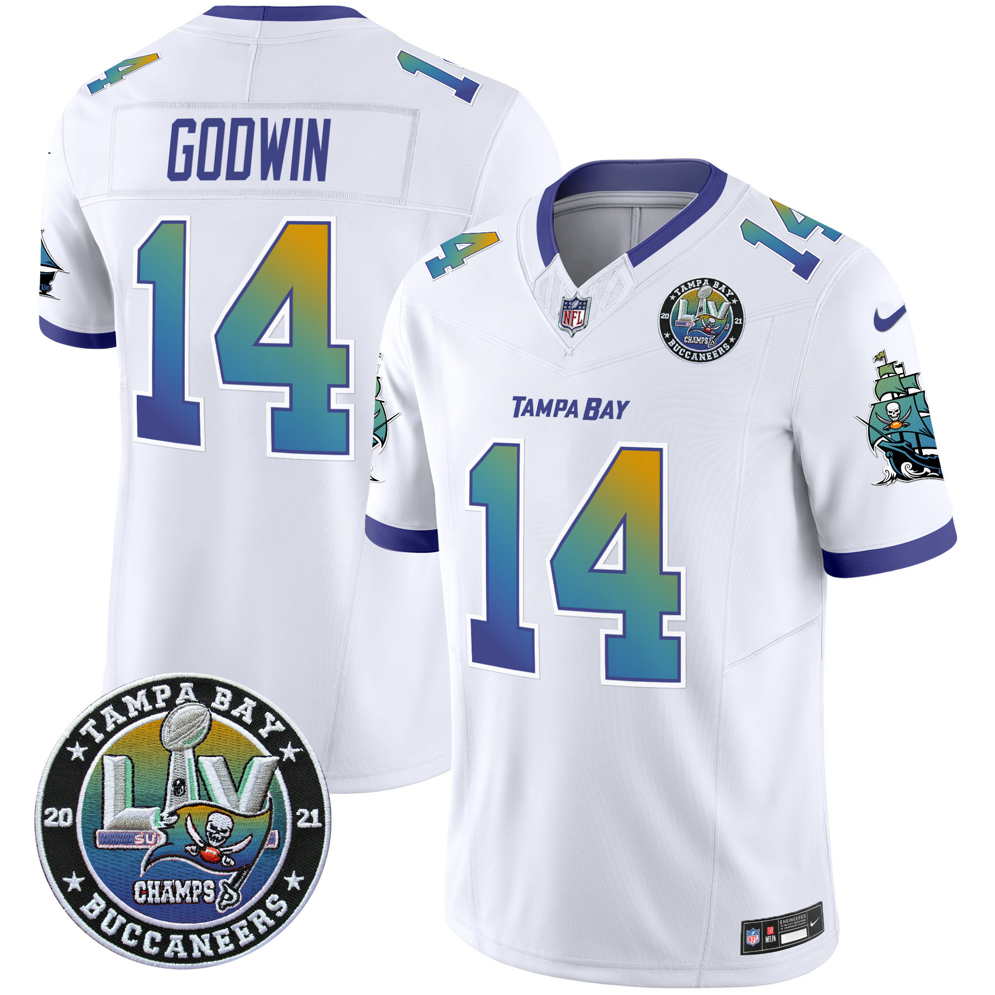 Chris Godwin Men's Tampa Bay Buccaneers "Tampa City" Super Bowl LIV Patch Vapor Limited White Jersey - All Stitched