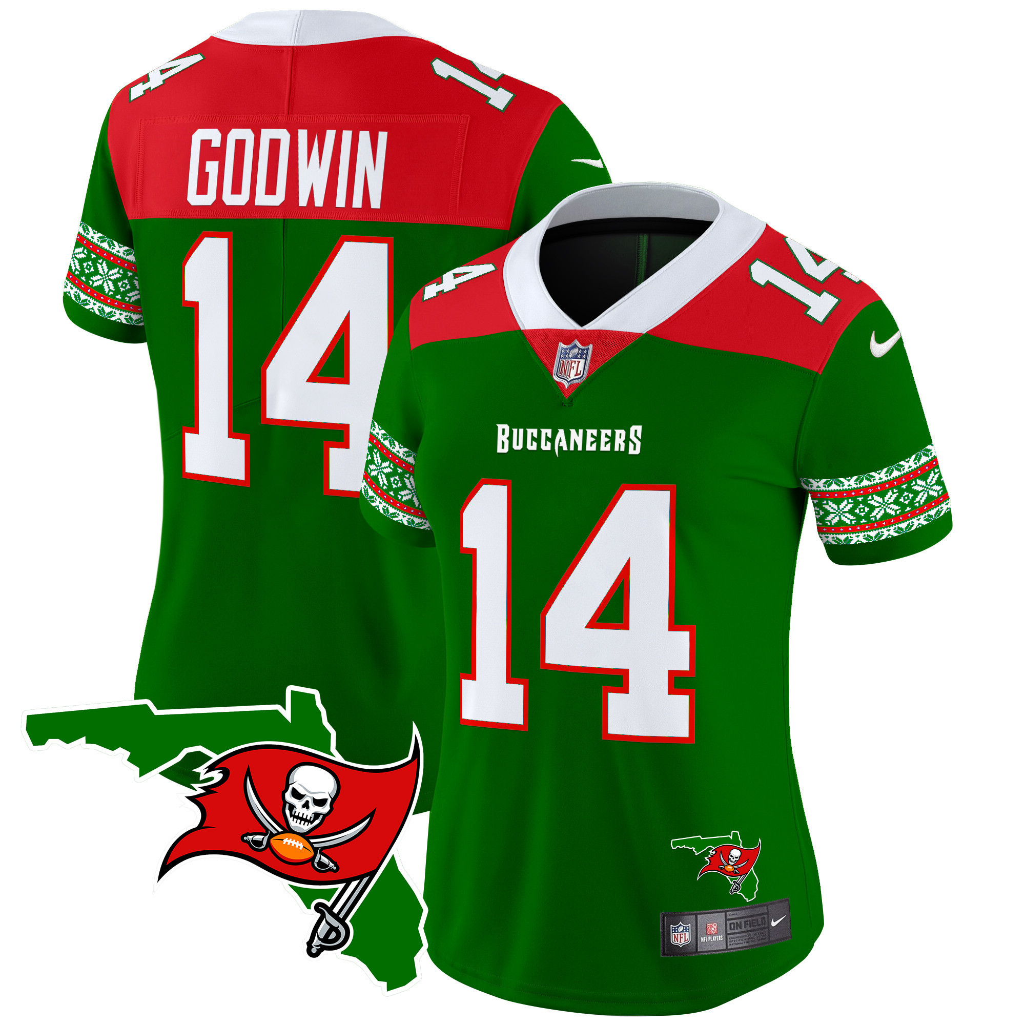 Chris Godwin Women's Tampa Bay Buccaneers 2024 Christmas Vapor Limited Green Jersey - All Stitched