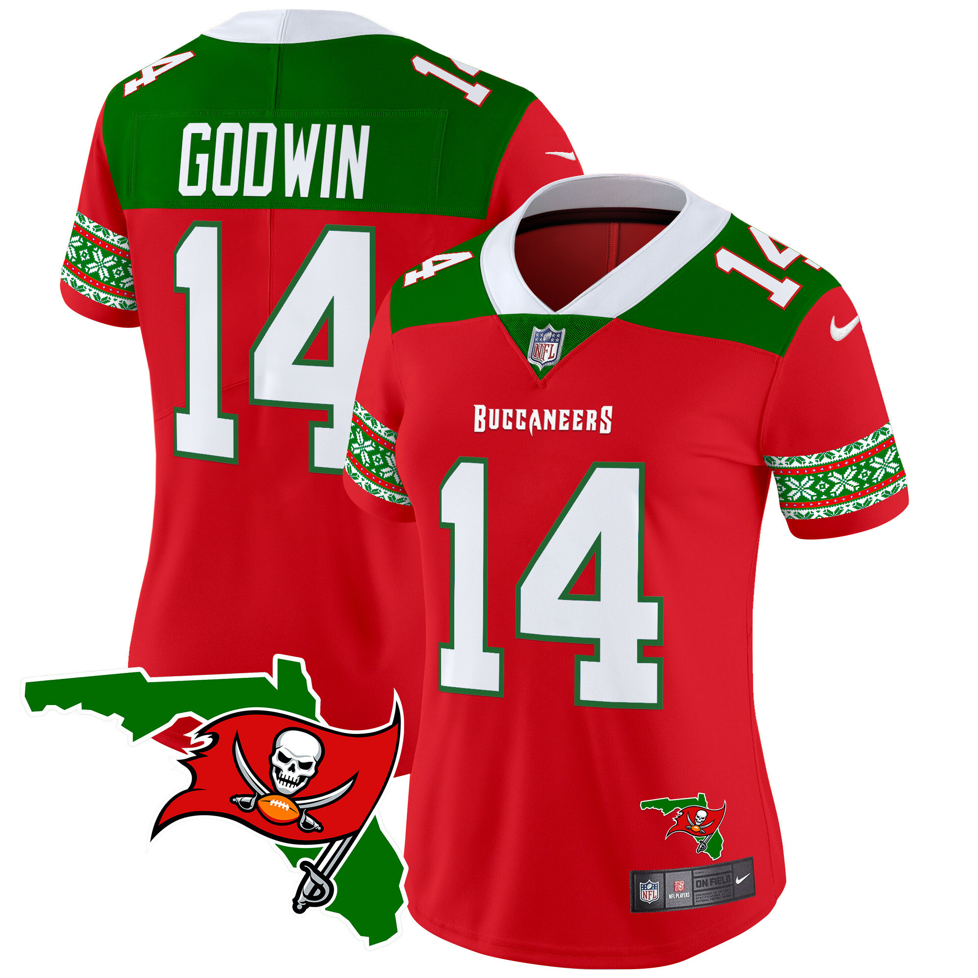 Chris Godwin Women's Tampa Bay Buccaneers 2024 Christmas Vapor Limited Red Jersey - All Stitched