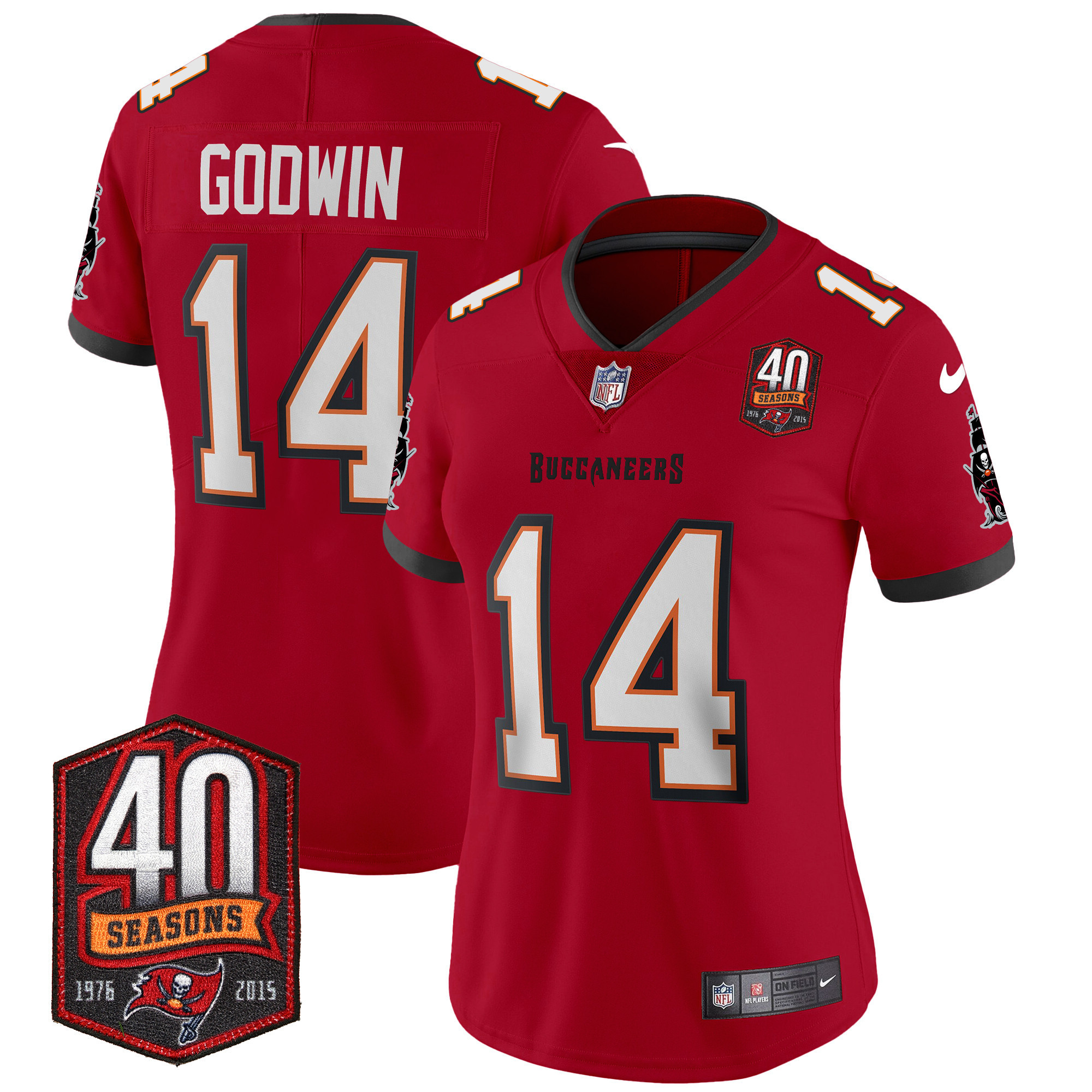 Chris Godwin Women's Tampa Bay Buccaneers 40th Season Patch Vapor Limited Red Jersey - All Stitched