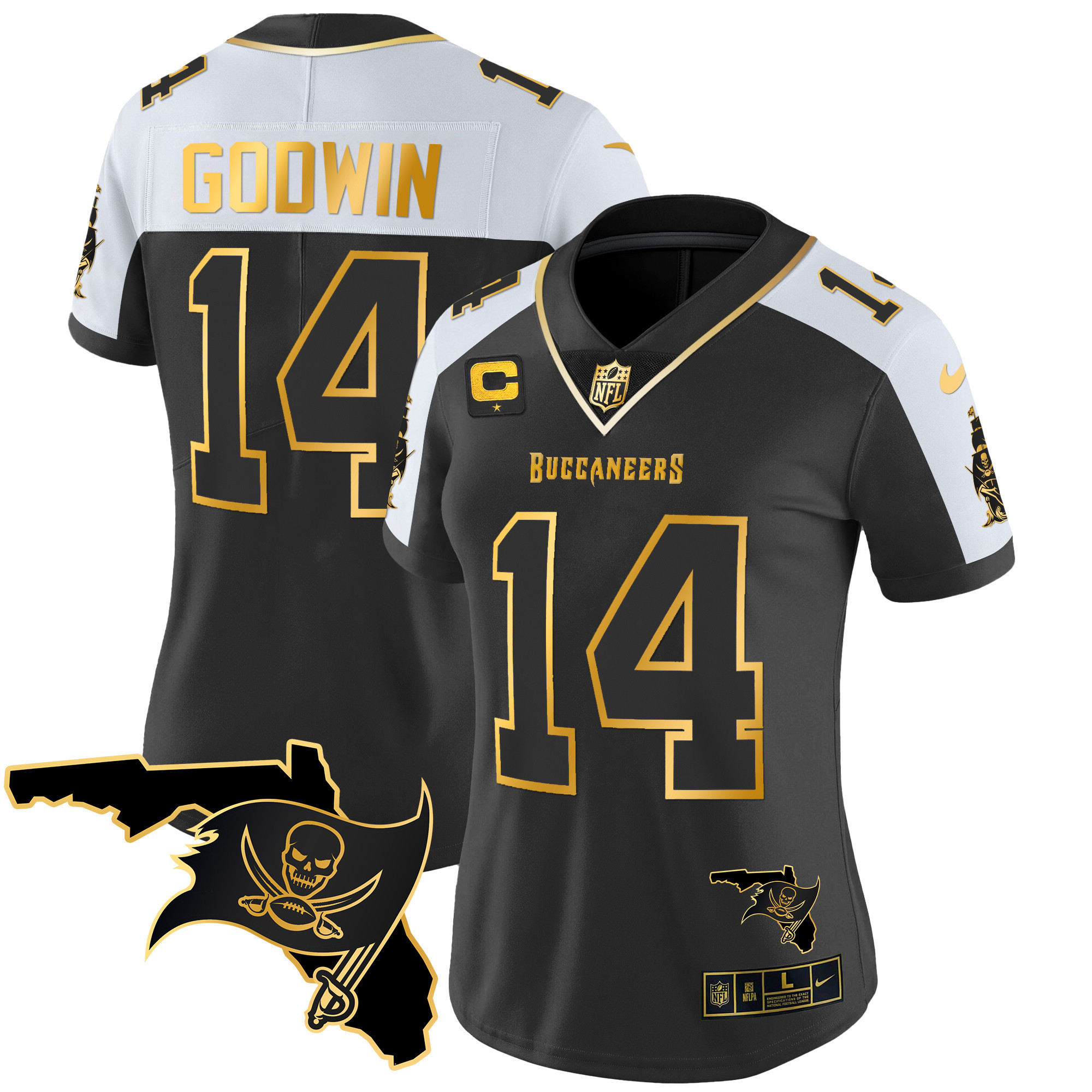 Chris Godwin Women's Tampa Bay Buccaneers Florida Patch Vapor Gold Alternate Jersey - All Stitched