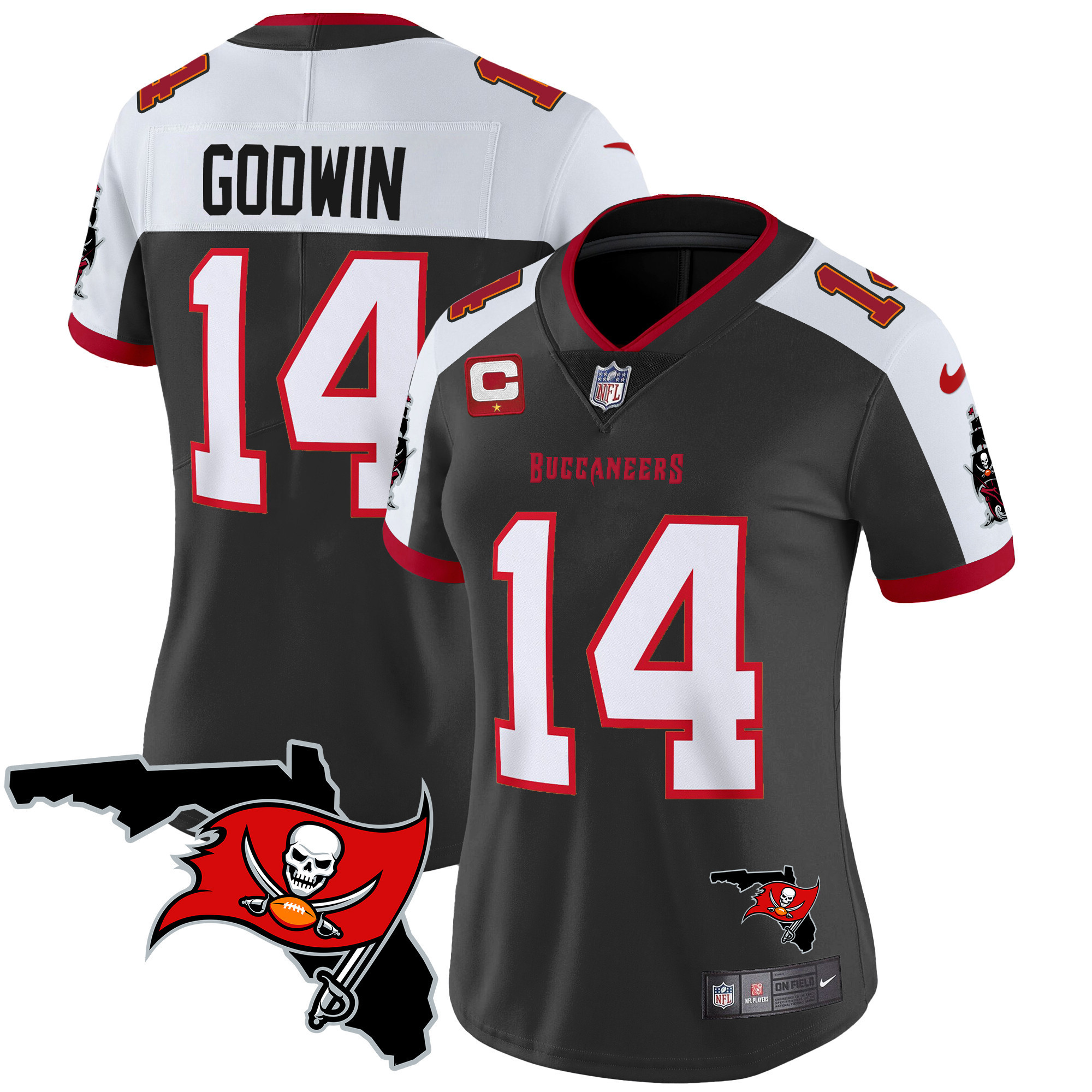 Chris Godwin Women's Tampa Bay Buccaneers Florida Patch Vapor Limited Black Alternate Jersey - All Stitched