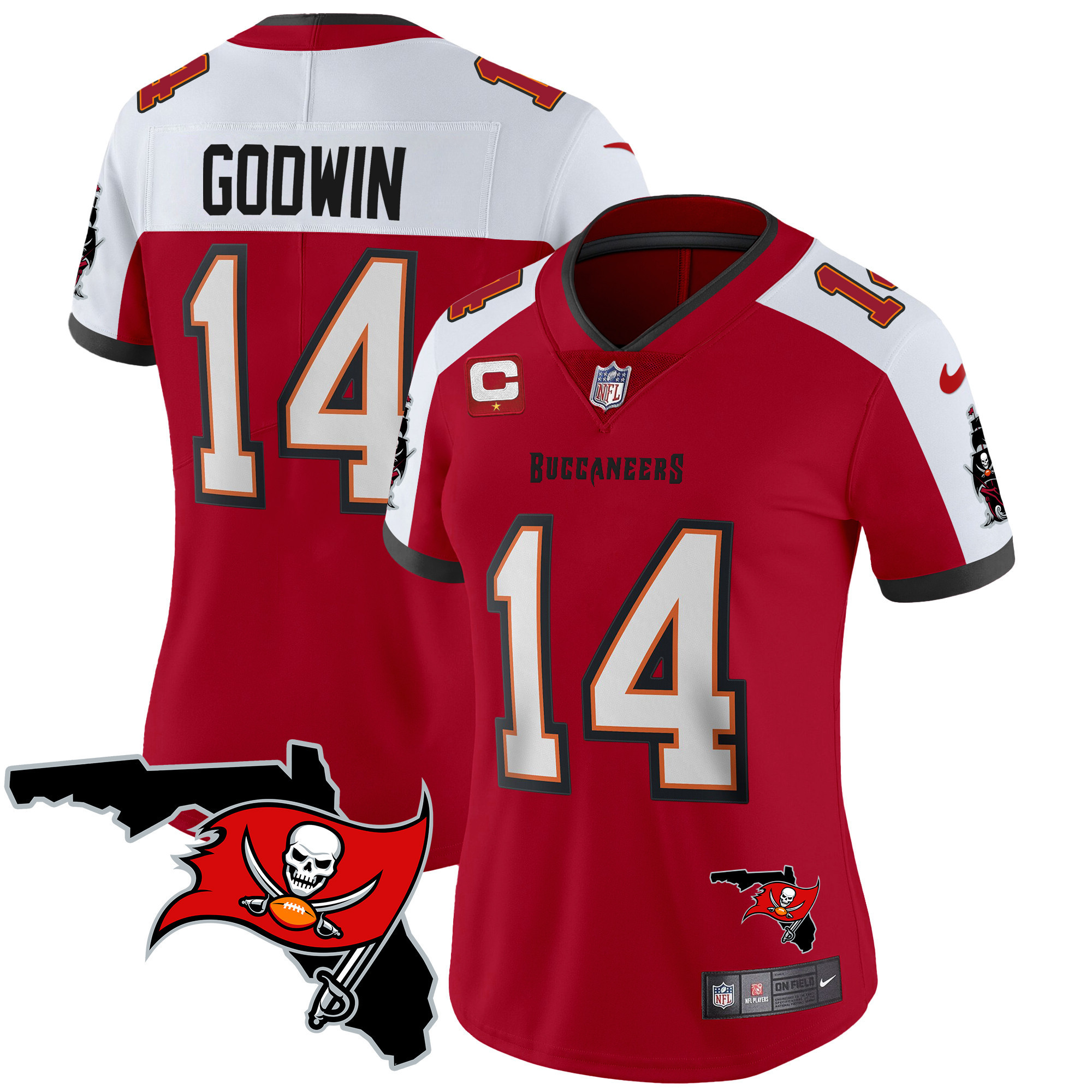 Chris Godwin Women's Tampa Bay Buccaneers Florida Patch Vapor Limited Red Alternate Jersey - All Stitched