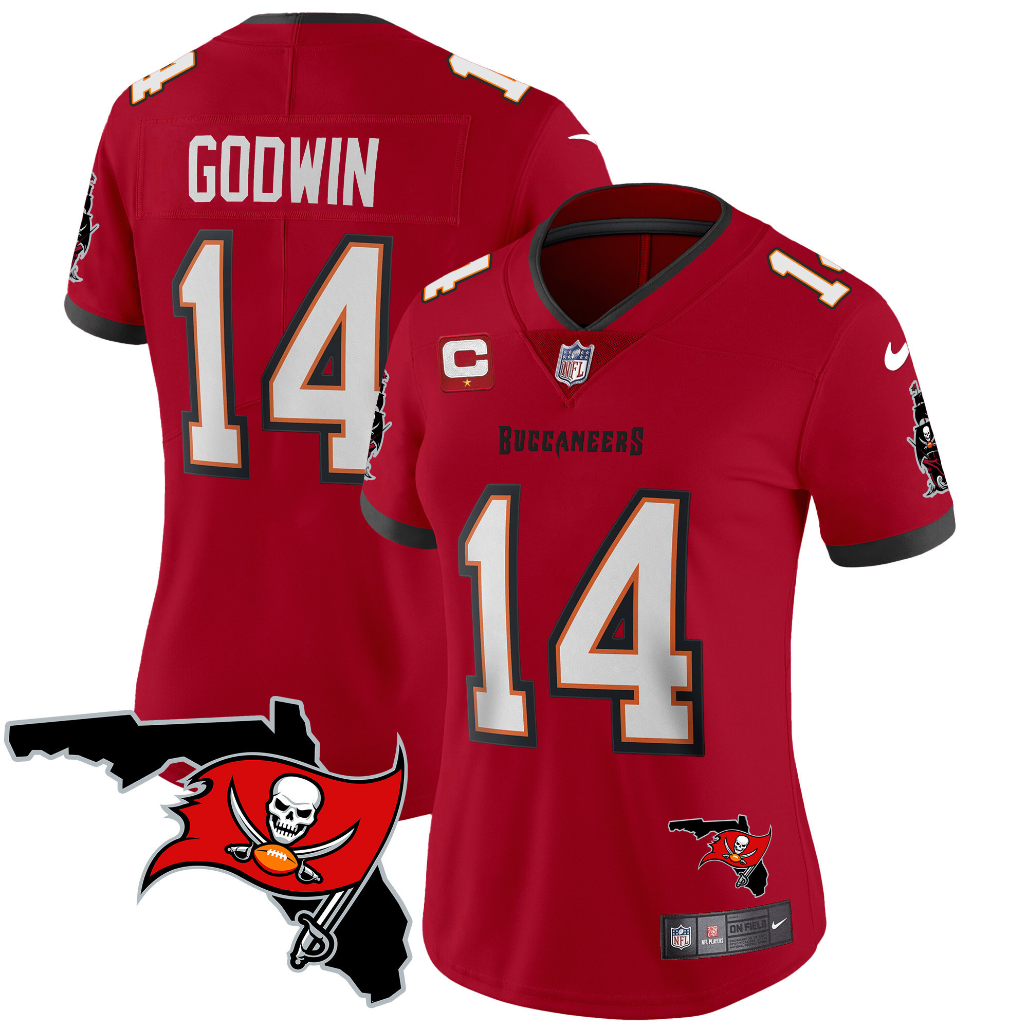 Chris Godwin Women's Tampa Bay Buccaneers Florida Patch Vapor Limited Red Jersey - All Stitched
