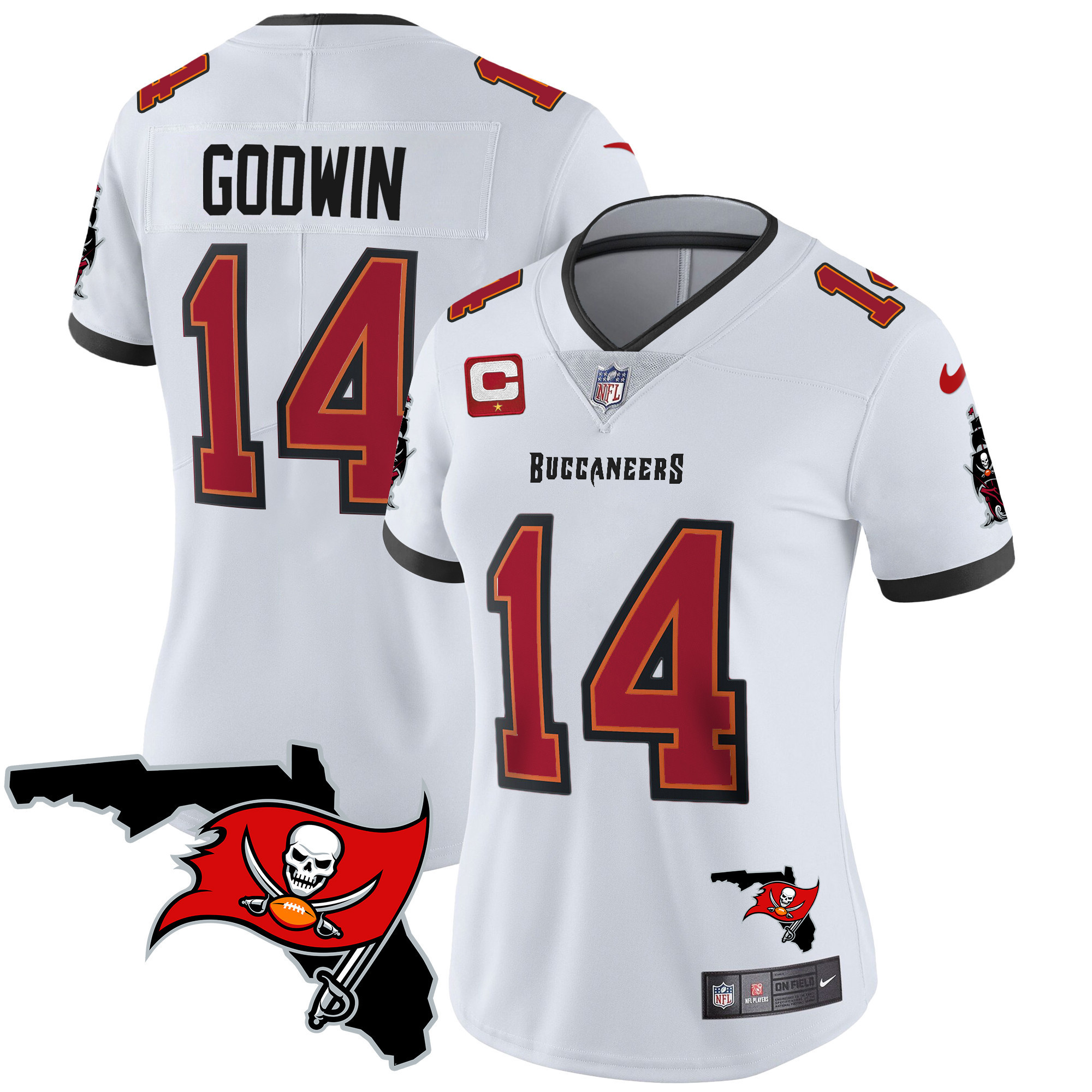 Chris Godwin Women's Tampa Bay Buccaneers Florida Patch Vapor Limited White Jersey - All Stitched