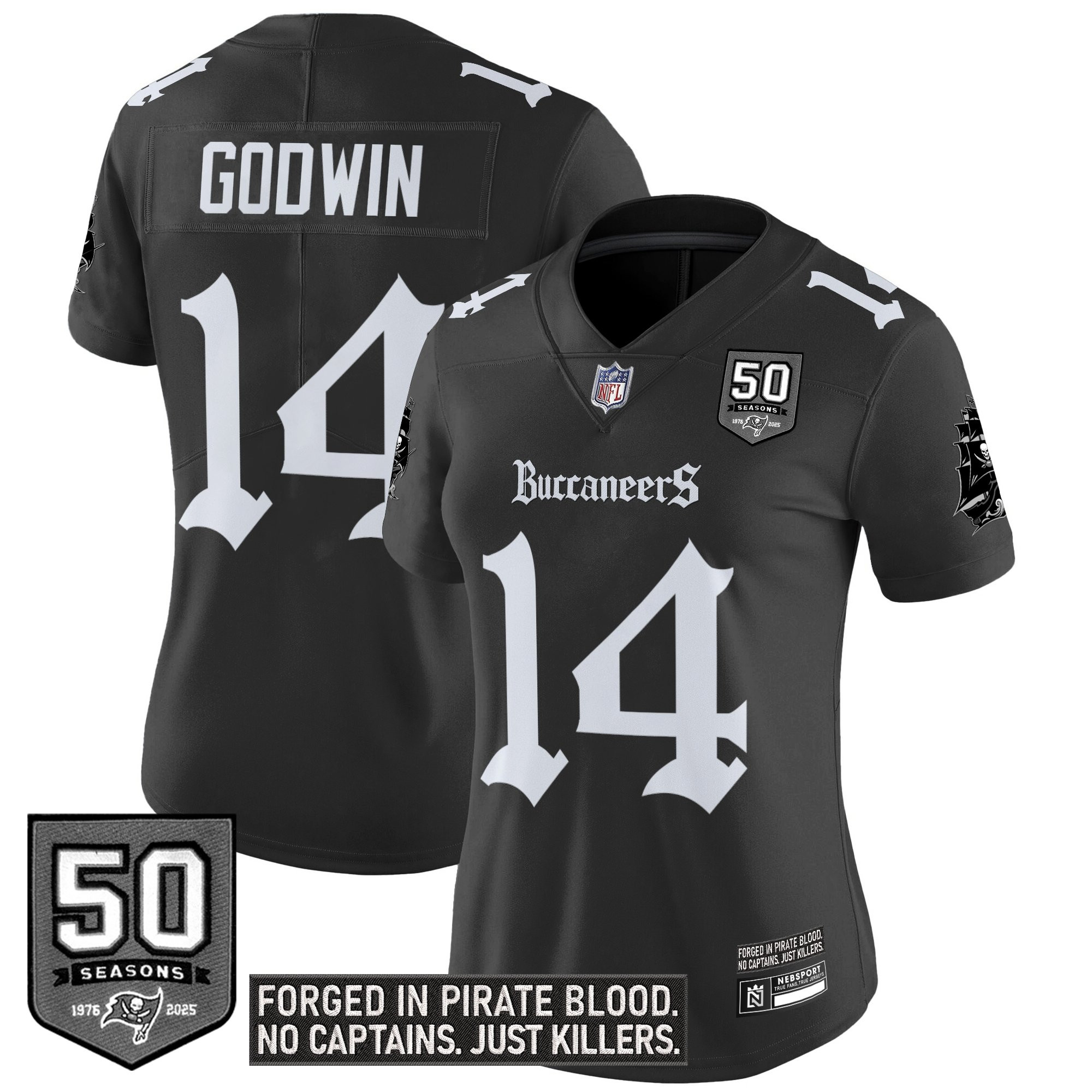 Chris Godwin Women's Tampa Bay Buccaneers 'Gothic Pirate Shadows Edition' Vapor Limited Black Jersey - All Stitched