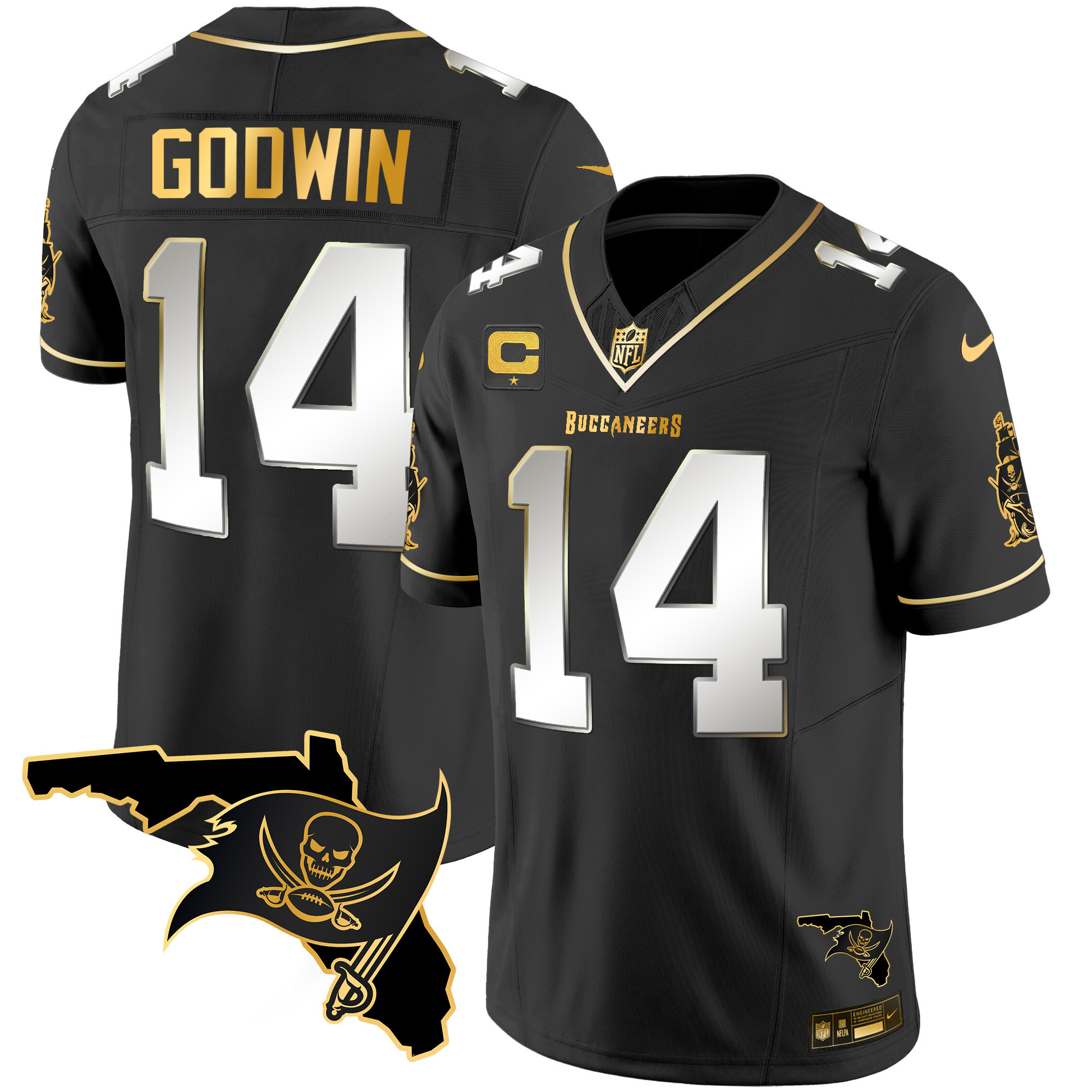 Chris Godwin Youth's Tampa Bay Buccaneers Florida Patch Vapor Gold Black Limited Jersey - All Stitched