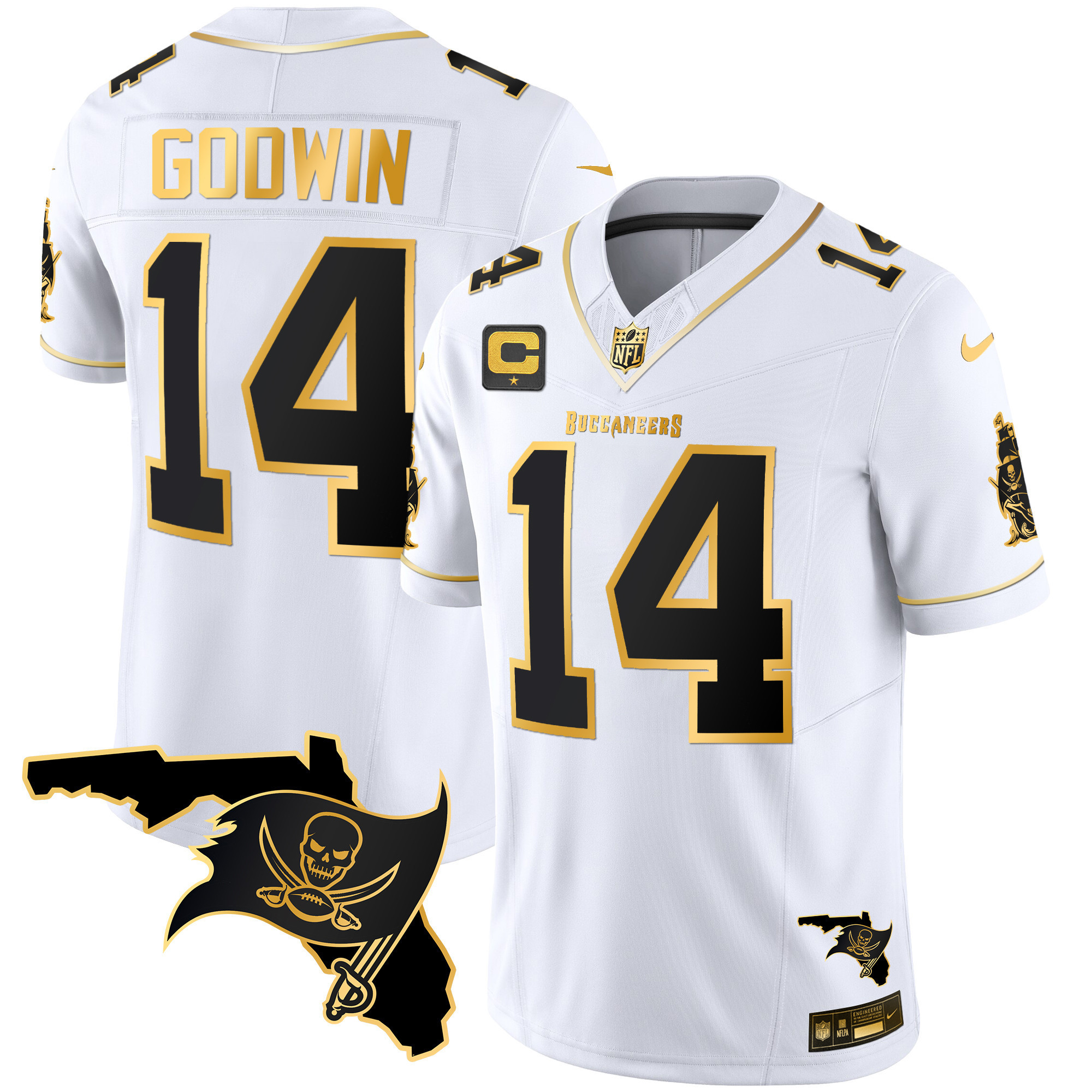 Chris Godwin Youth's Tampa Bay Buccaneers Florida Patch Vapor Gold White Gold Jersey - All Stitched