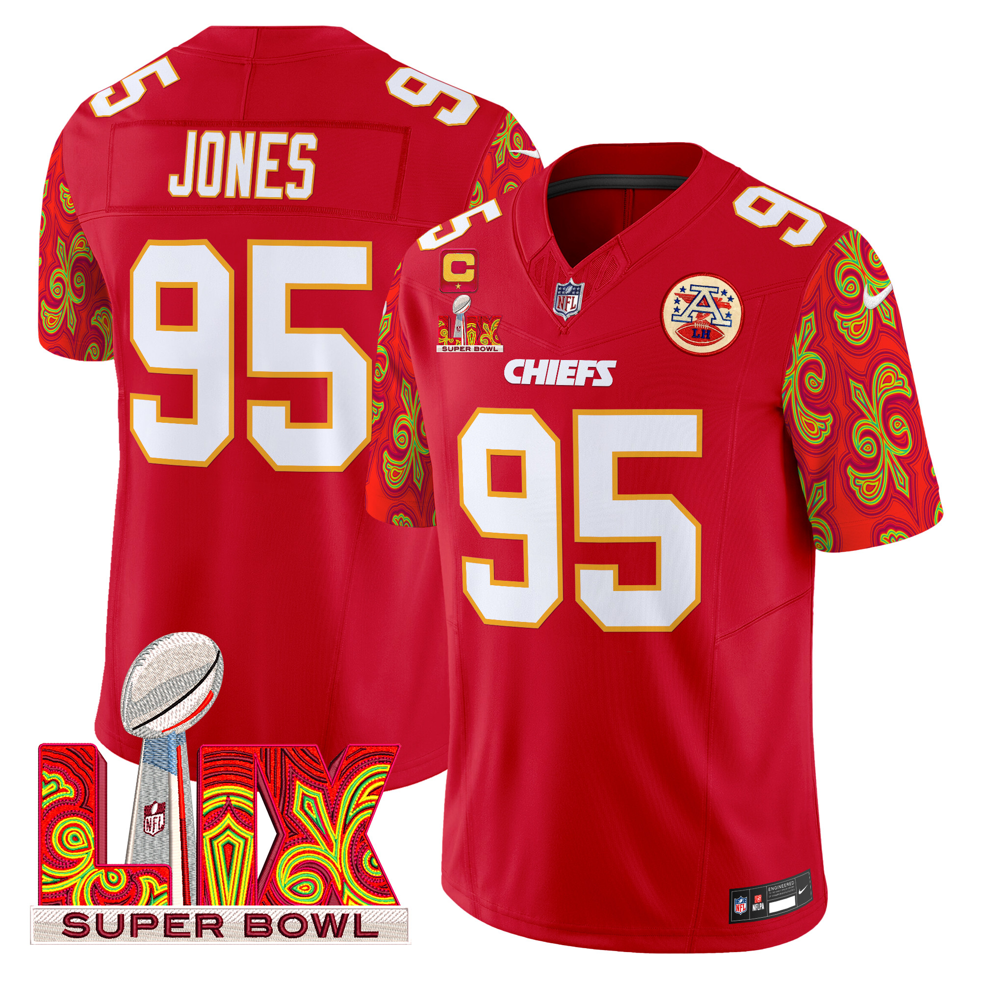 Chris Jones Men's Kansas City Chiefs Super Bowl LIX Style Vapor Limited Red Jersey - All Stitched