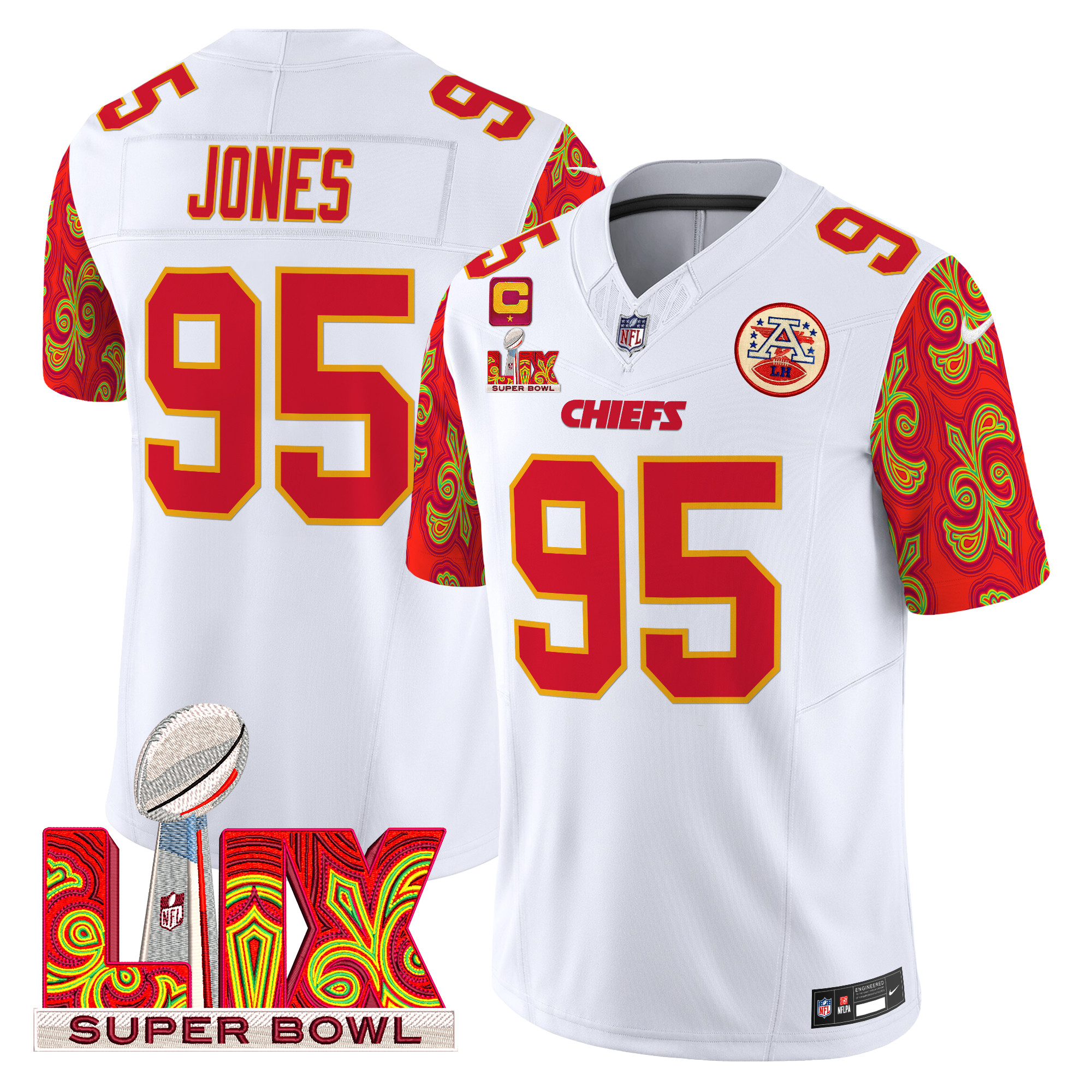 Chris Jones Men's Kansas City Chiefs Super Bowl LIX Style Vapor Limited White Jersey - All Stitched