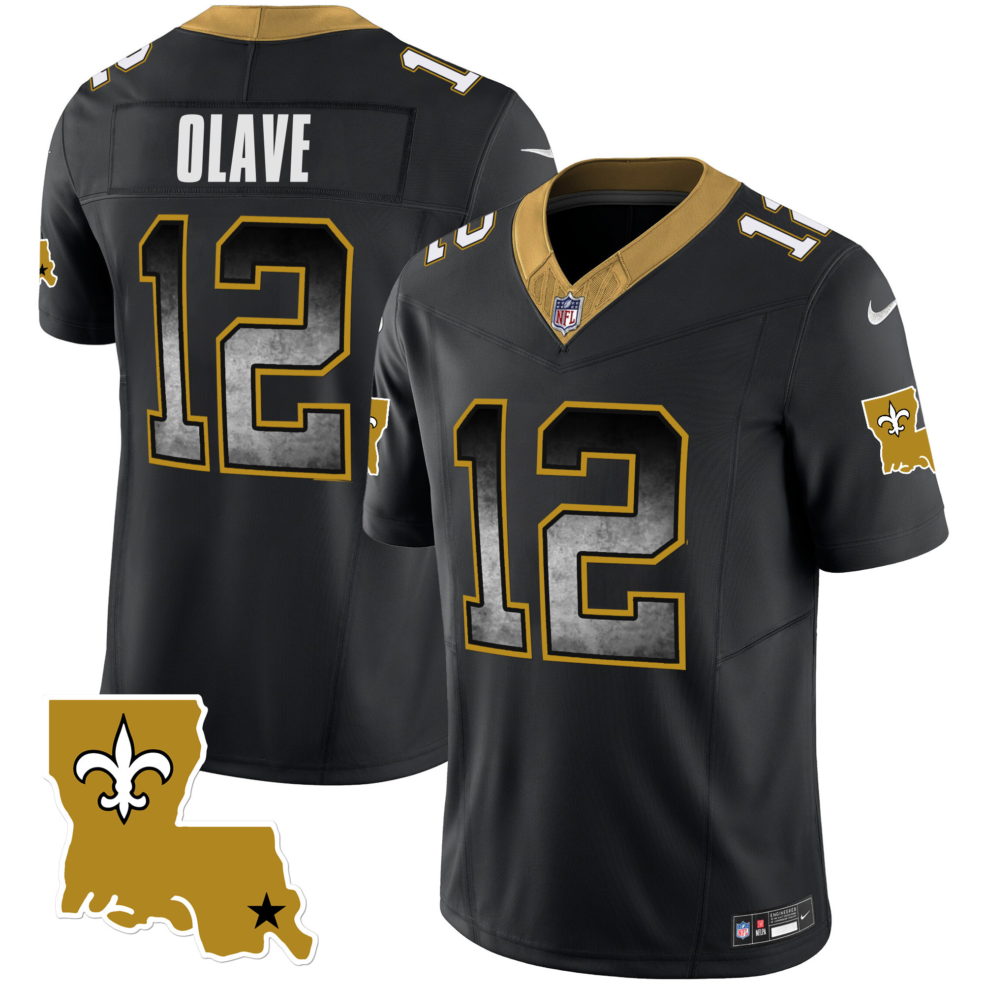 Chris Olave Men's New Orleans Saints 1987 Legacy Arch Smoke Black Jersey - All Stitched