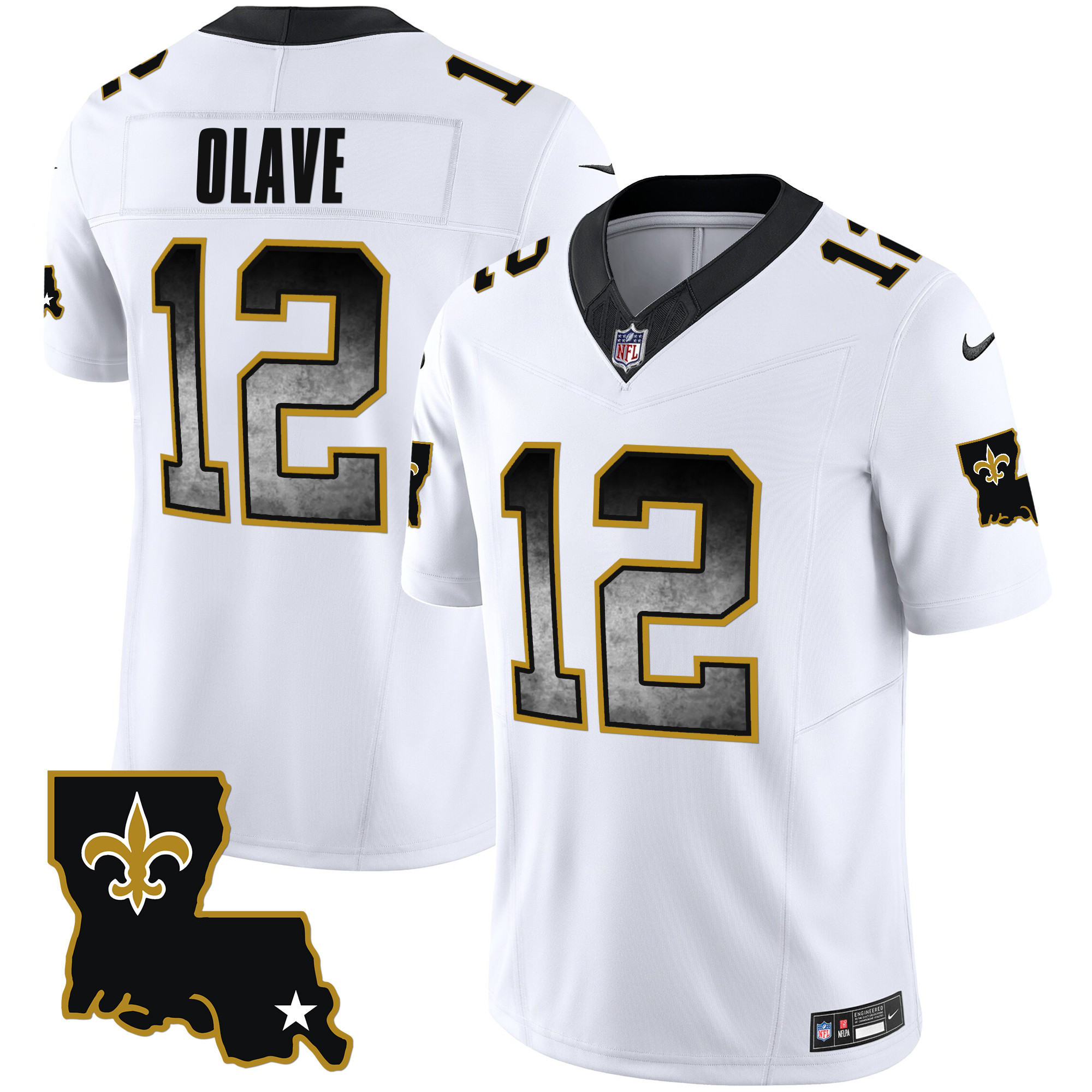 Chris Olave Men's New Orleans Saints 1987 Legacy Arch Smoke White Jersey - All Stitched