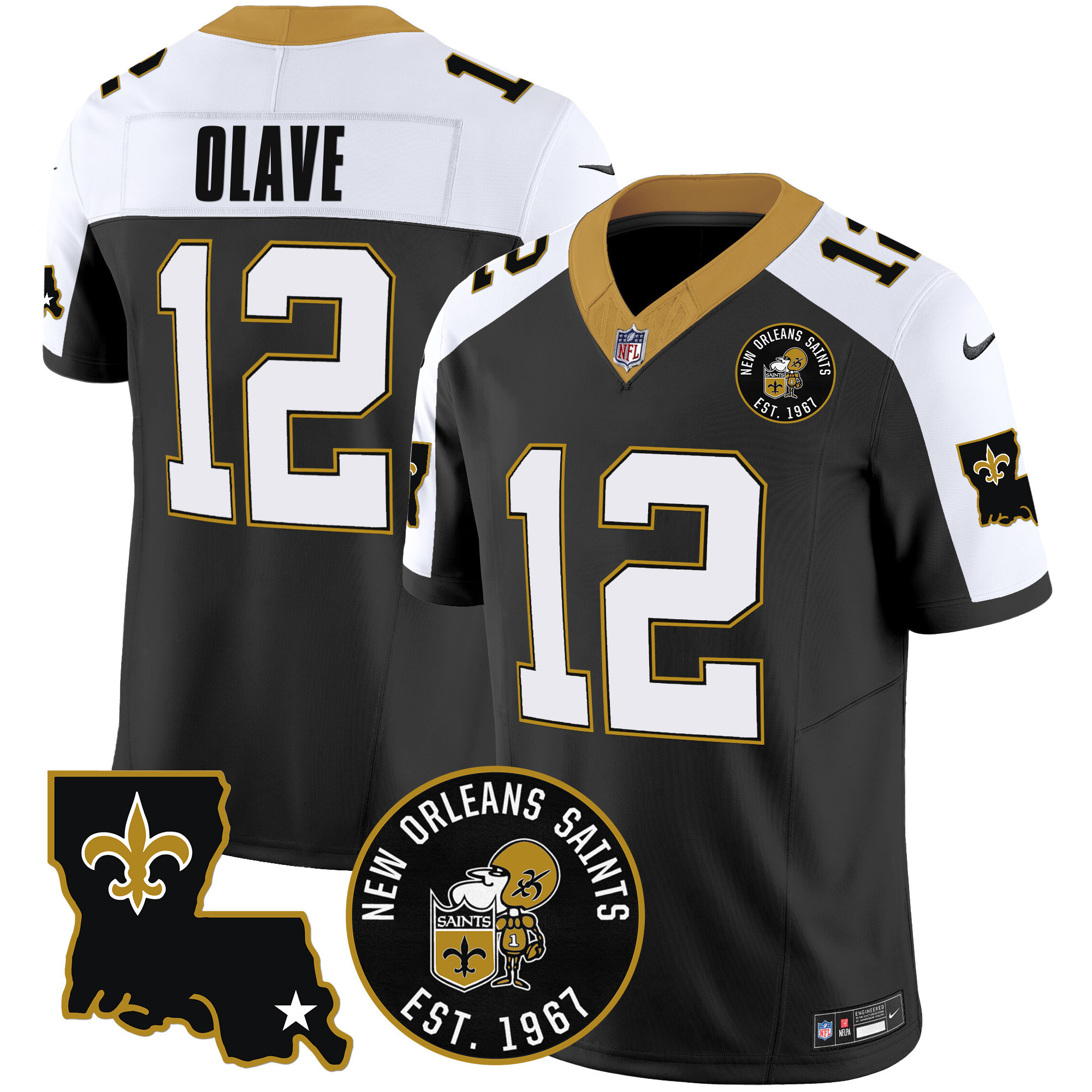 Chris Olave Men's New Orleans Saints EST. 1967 Patch Vapor Alternate Jersey - All Stitched