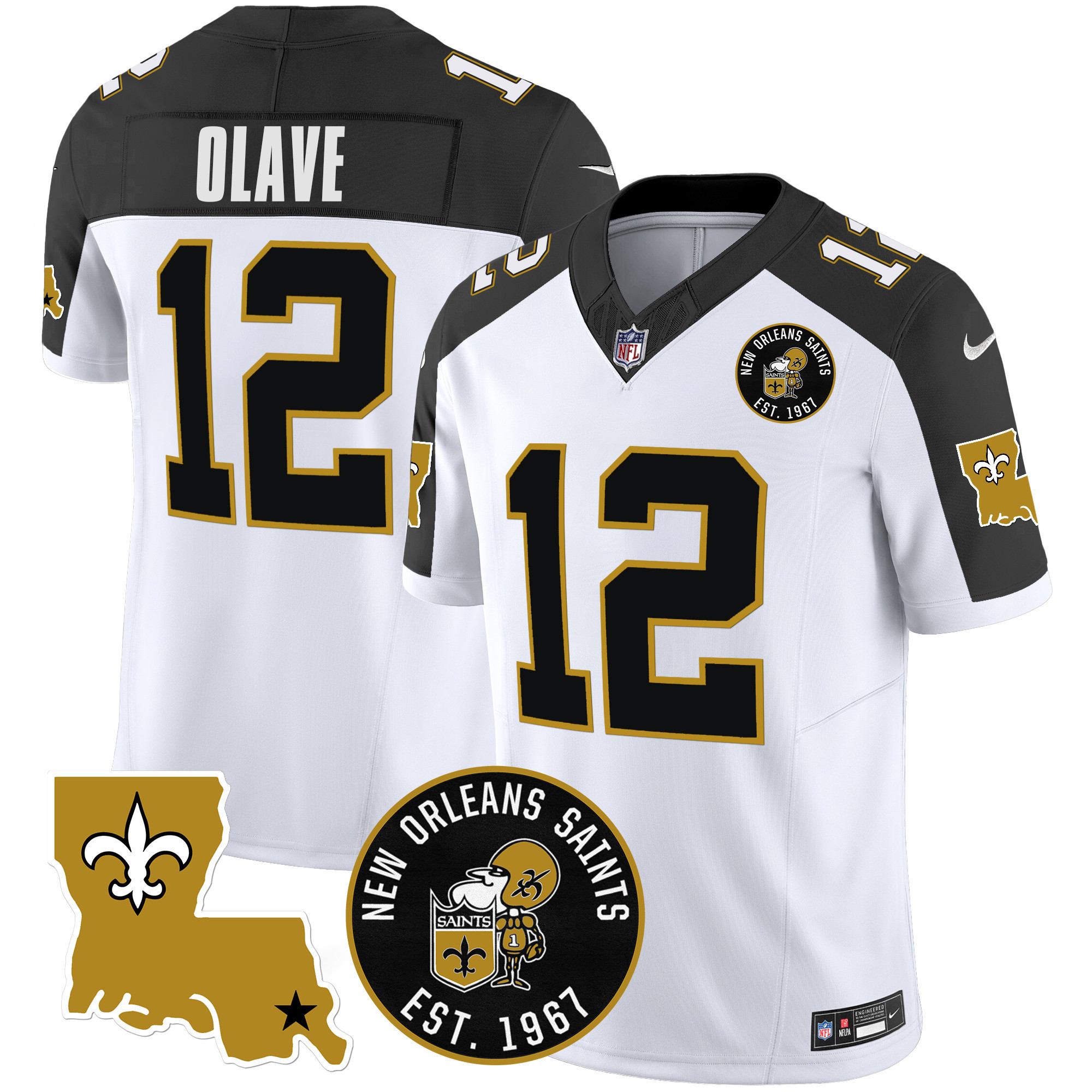 Chris Olave Men's New Orleans Saints EST. 1967 Patch Vapor Inverted Jersey - All Stitched