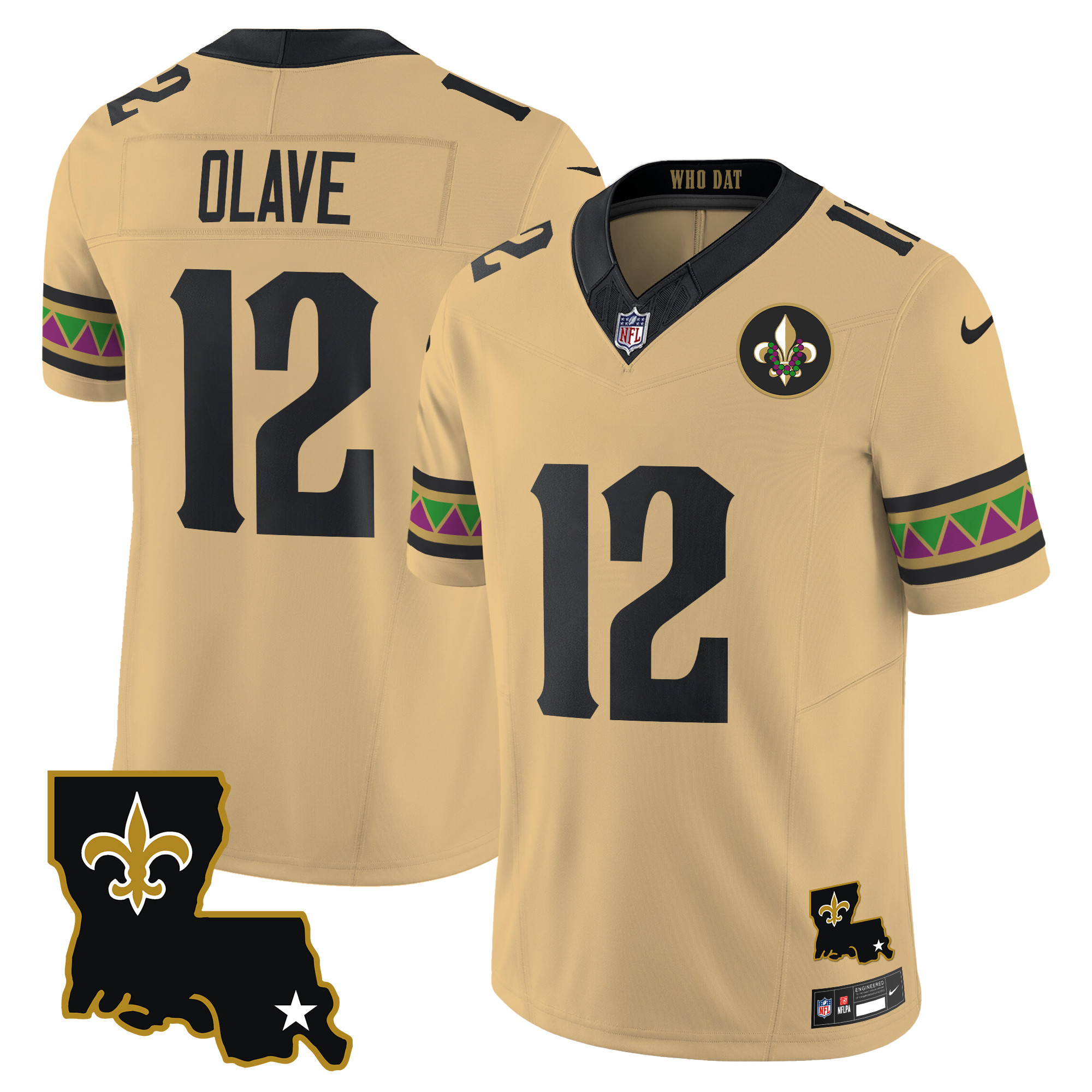 Chris Olave Men's New Orleans Saints Mardi Gras Vapor Limited Gold Jersey - All Stitched
