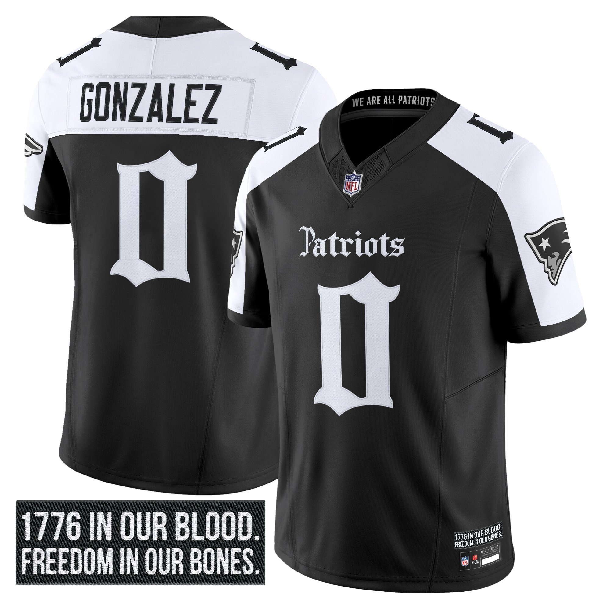 Christian Gonzalez Men's New England Patriots 'Gothic Revolution Edition' Vapor Limited Alternate Jersey - All Stitched