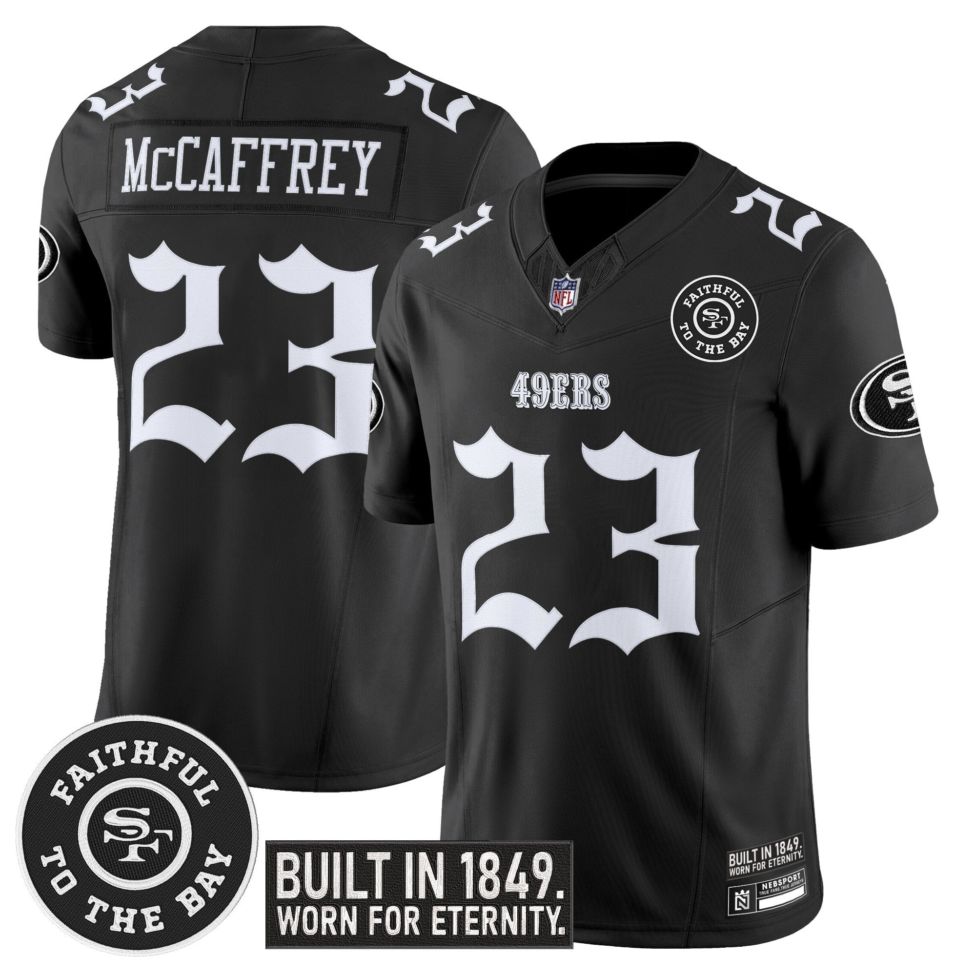 Christian McCaffrey Men's San Francisco 49ers 'Fog City Gothic Edition' Vapor Limited Black Jersey - All Stitched