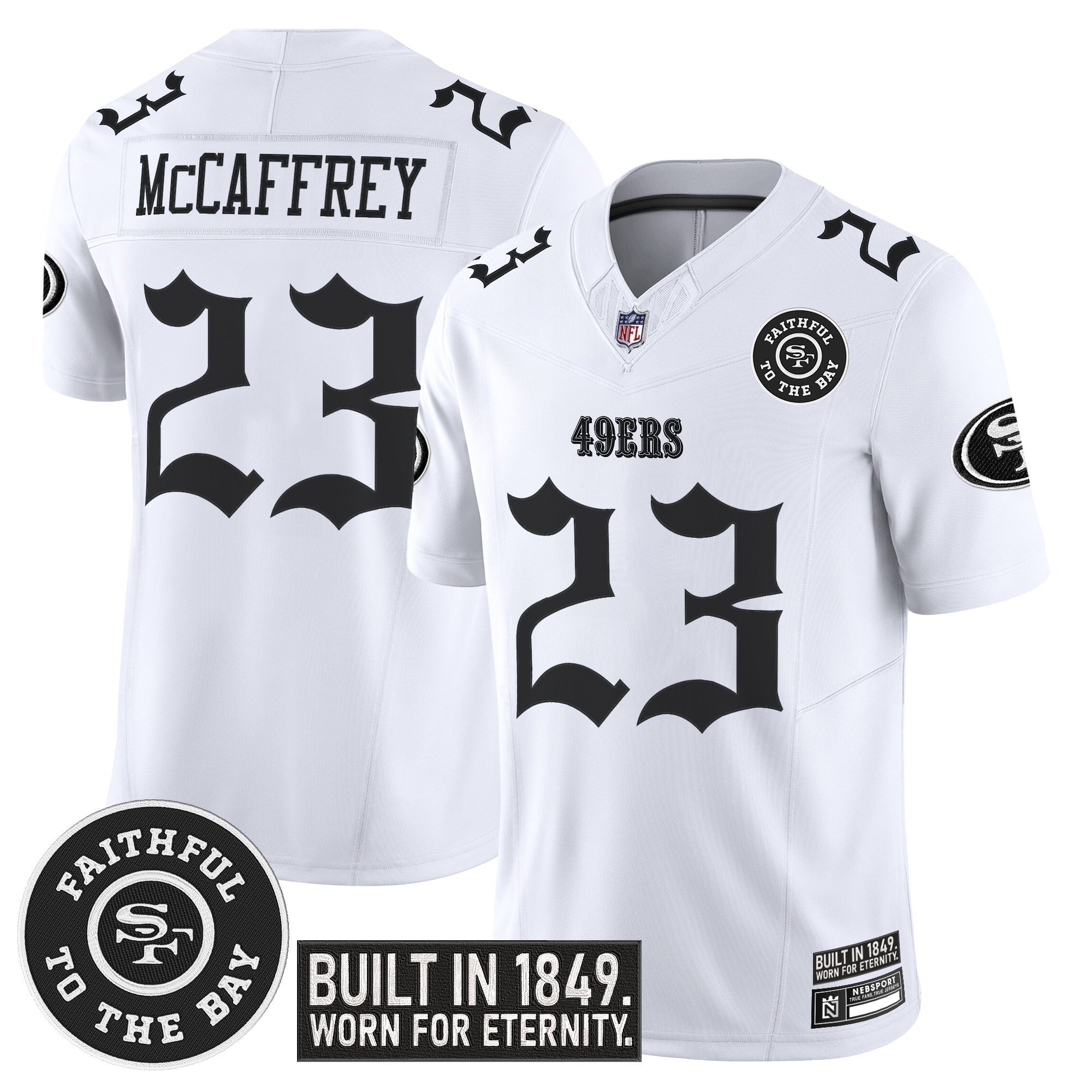 Christian McCaffrey Men's San Francisco 49ers 'Fog City Gothic Edition' Vapor Limited White Jersey - All Stitched