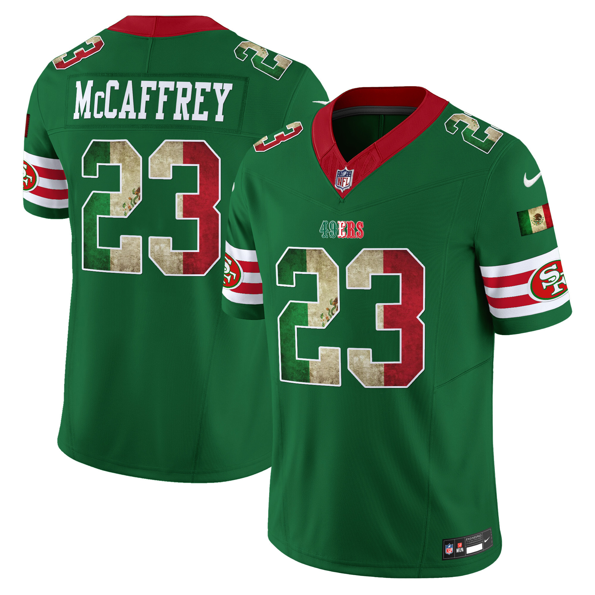 Christian McCaffrey Men's San Francisco 49ers Mexico Vapor Limited Green Jersey - All Stitched