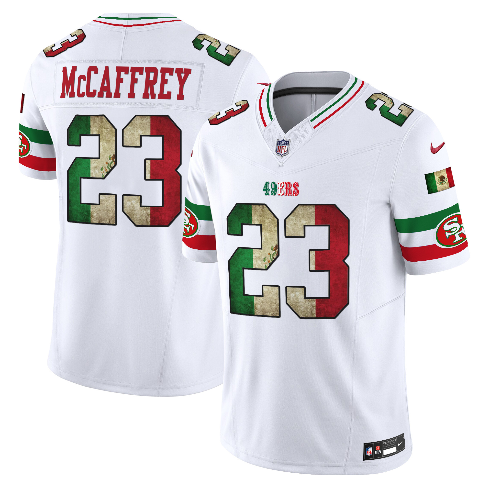 Christian McCaffrey Men's San Francisco 49ers Mexico Vapor Limited White Jersey - All Stitched