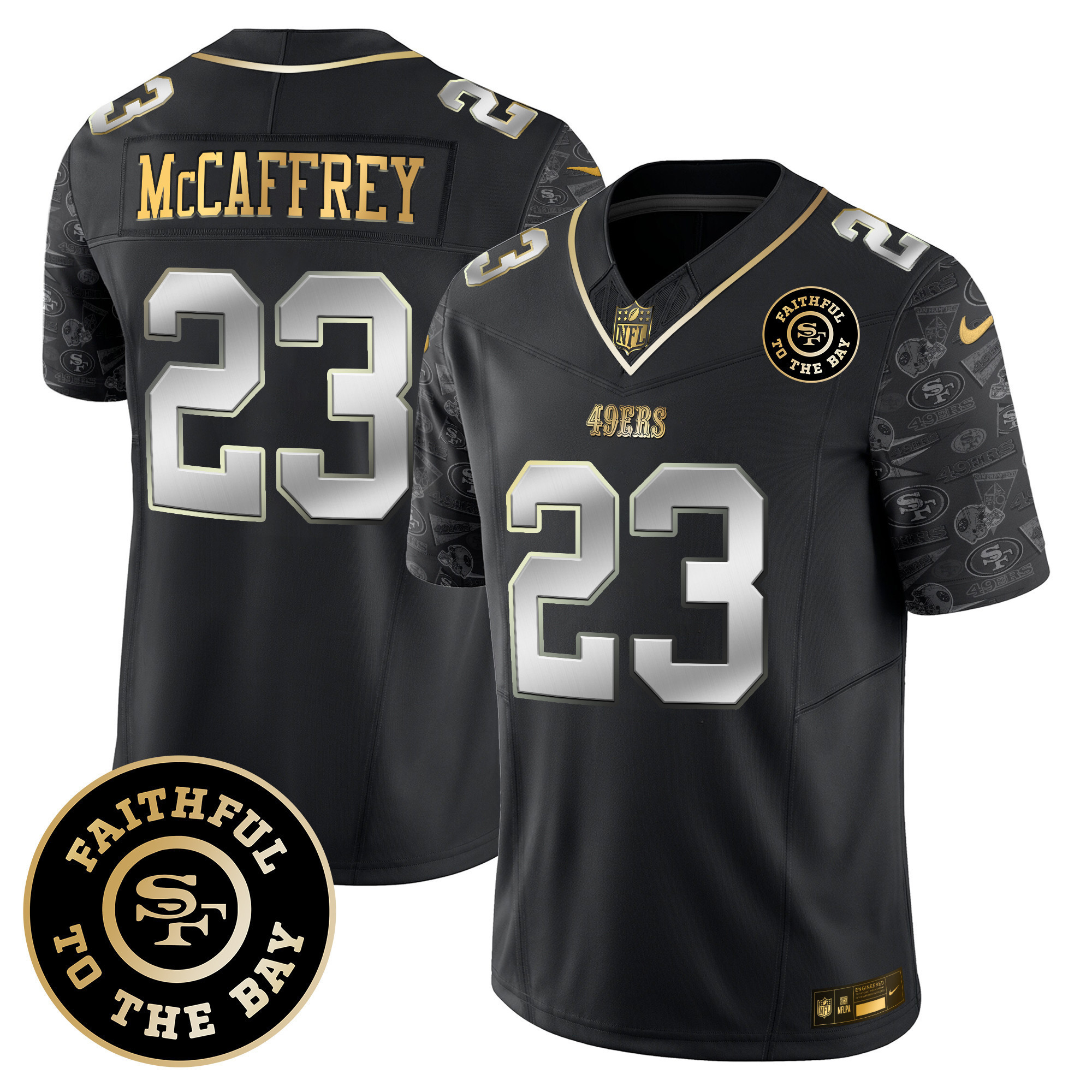 Christian McCaffrey Men's San Francisco 49ers Pattern Style Vapor Limited Black Limited Jersey - All Stitched