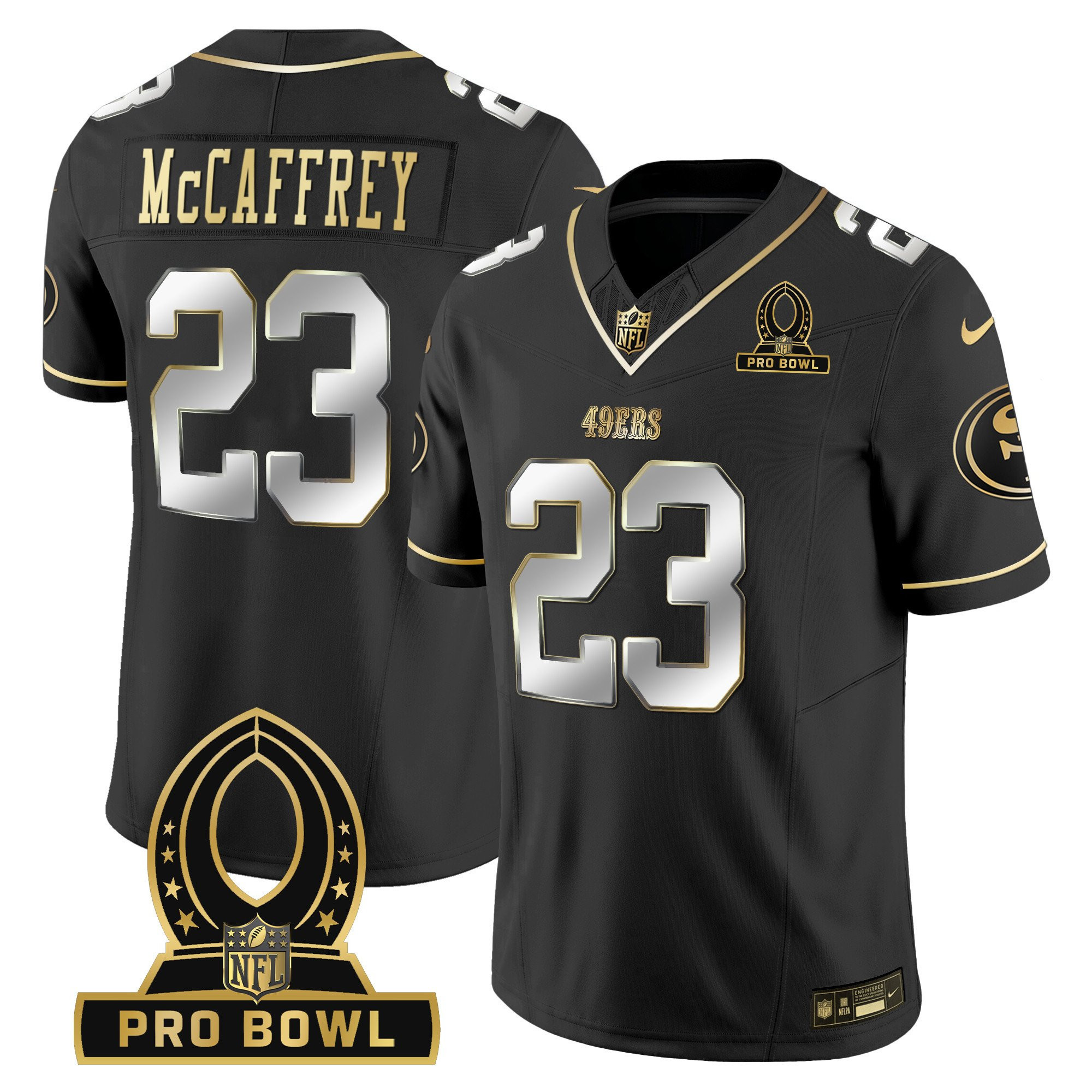 Christian McCaffrey San Francisco 49ers 2024 Pro Bowl Patch Vapor Black Limited Jersey - All Stitched