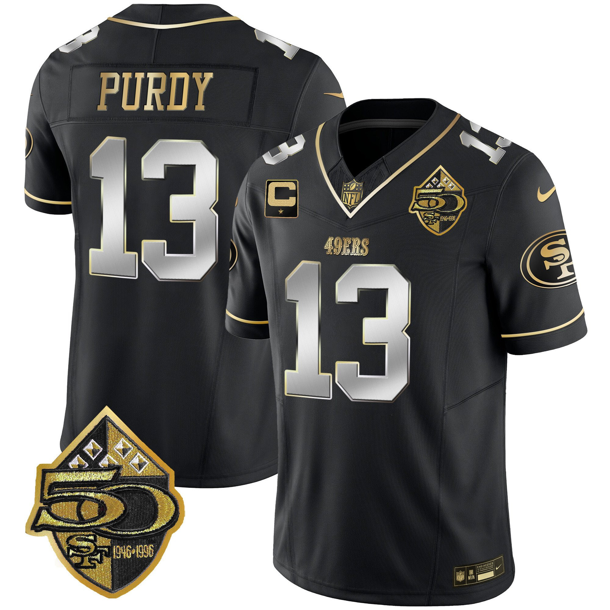 Christian McCaffrey San Francisco 49ers 50th Anniversary Patch Vapor Limited Black Limited Jersey - All Stitched