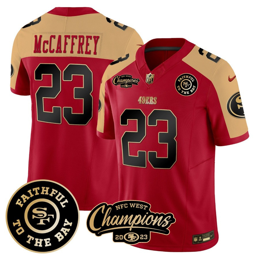Christian McCaffrey San Francisco 49ers Vapor Limited NFC West Champs Red/Brown Jersey - All Stitched