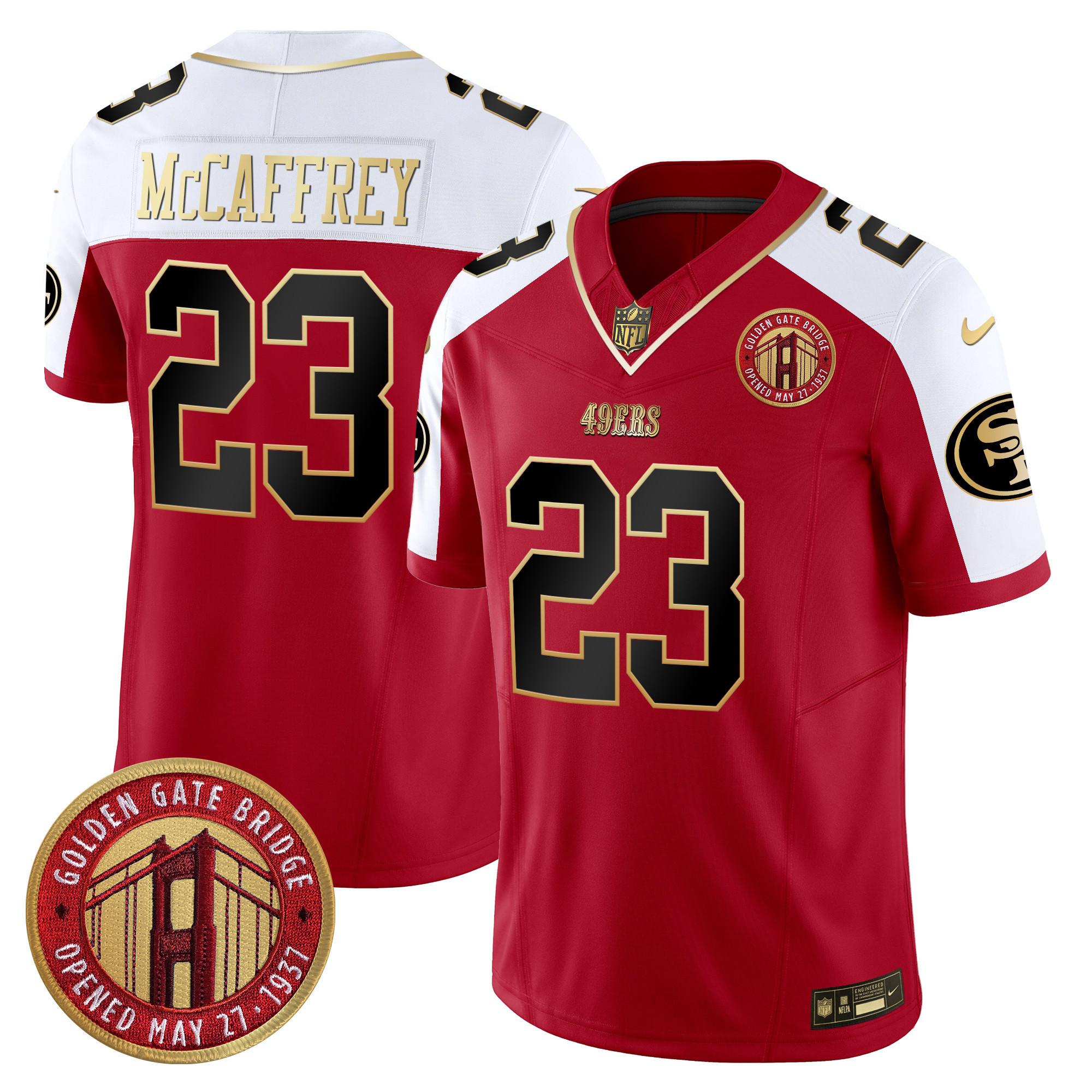 Christian McCaffrey Youth's San Francisco 49ers Golden Gate Bridge Patch Vapor Limited Alternate Jersey - All Stitched
