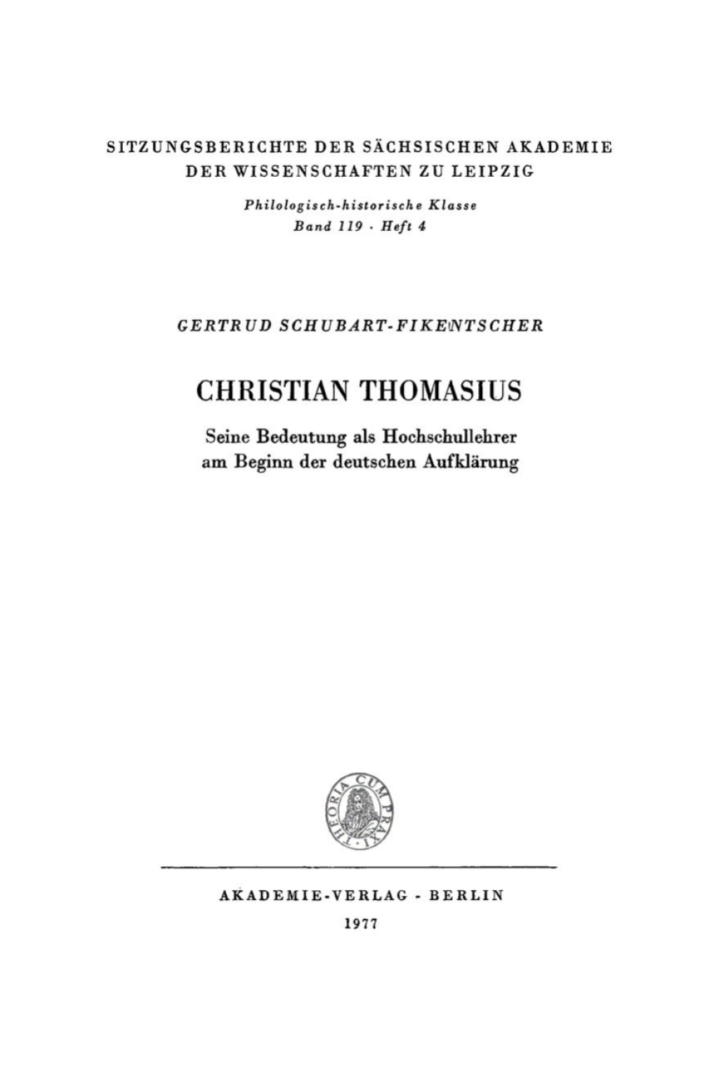 Christian Thomasius Seine Bedeutung als Hochschullehrer am Beginn der deutschen AufklÃ¤rung 1st Edition â€“ PDF/EPUB Version Downloadable