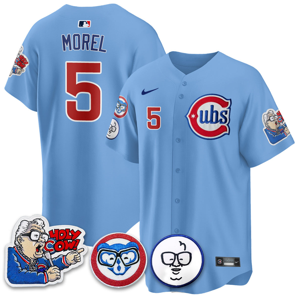 Christopher Morel Men's Chicago Cubs Harry Caray Holy Cow Patch Premier Limited Blue Jersey - All Stitched