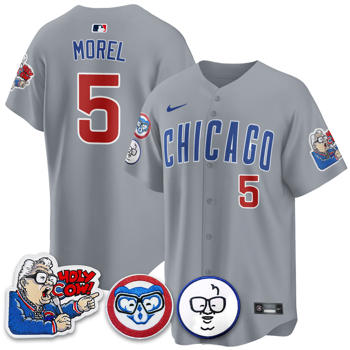 Christopher Morel Men's Chicago Cubs Harry Caray Holy Cow Patch Premier Limited Gray Jersey - All Stitched
