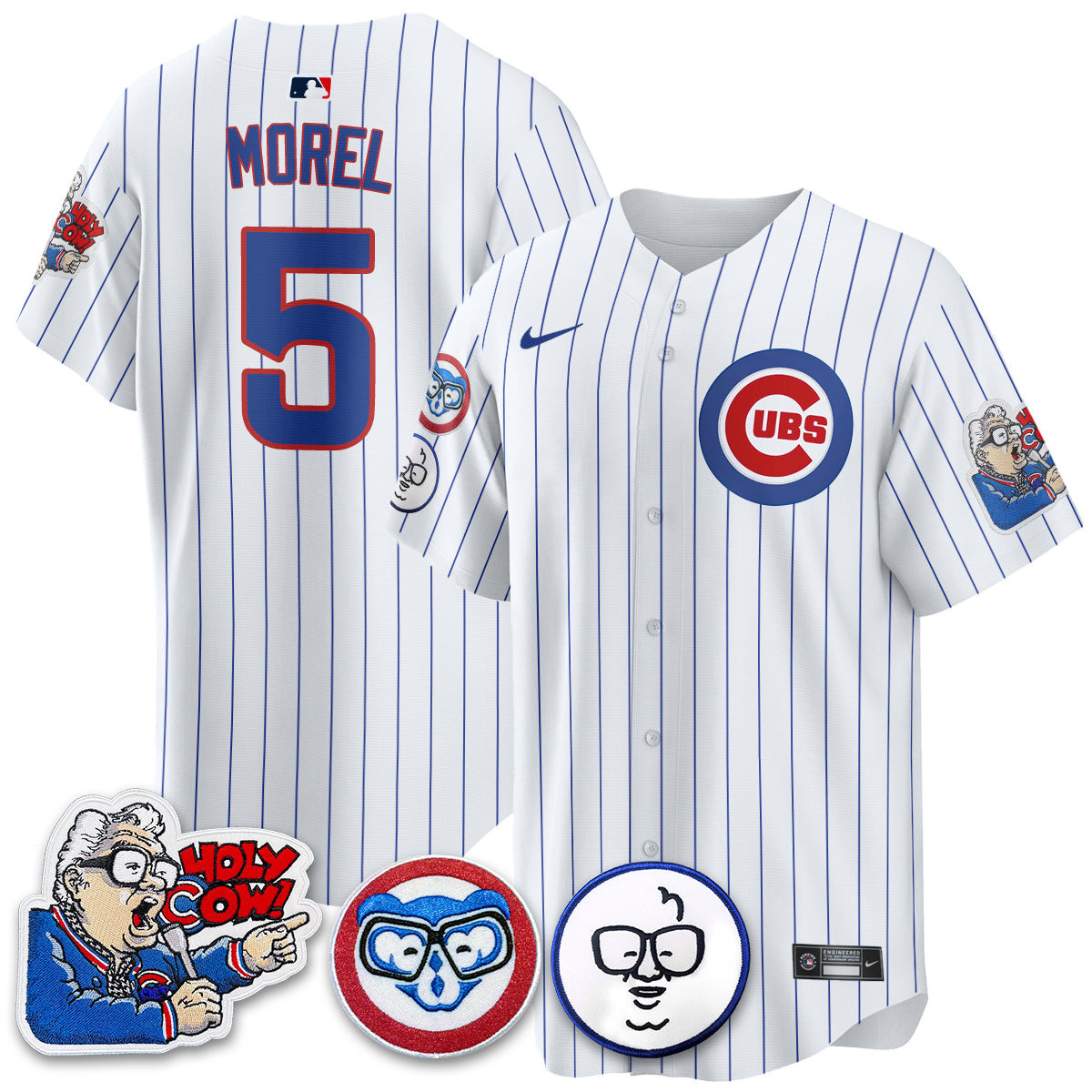 Christopher Morel Men's Chicago Cubs Harry Caray Holy Cow Patch Premier Limited White Jersey - All Stitched