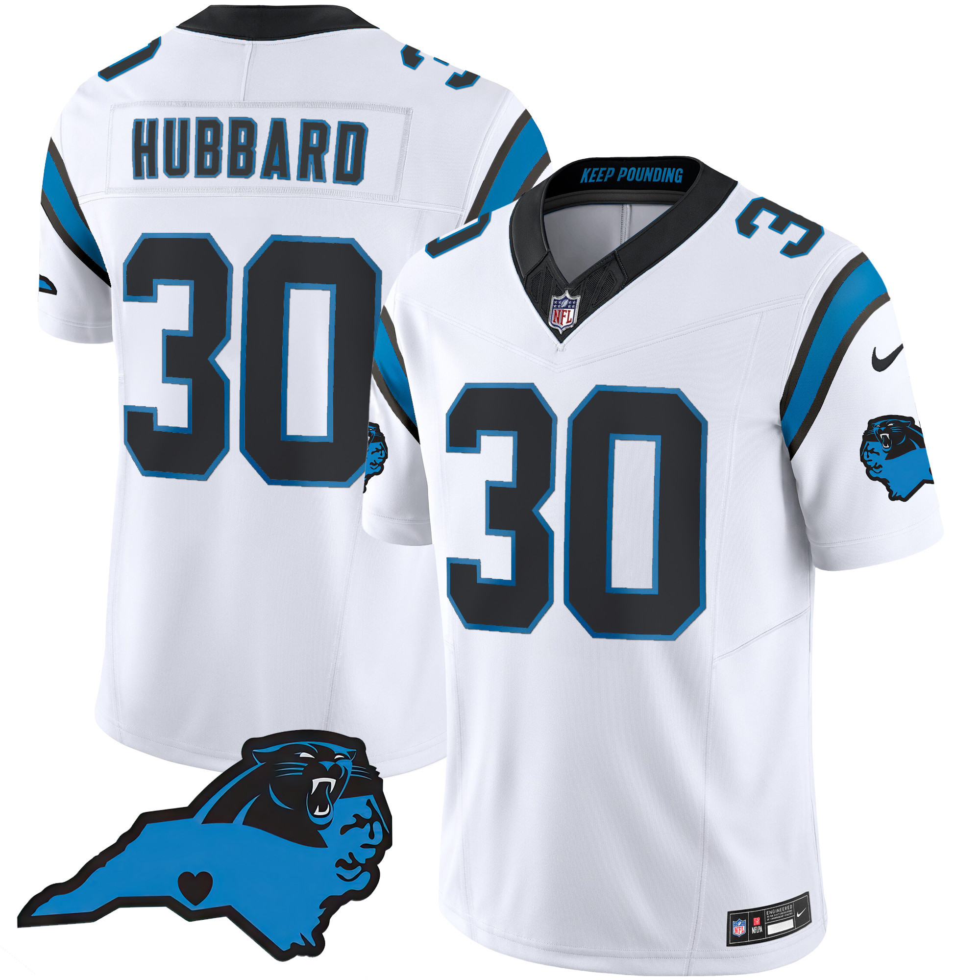 Chuba Hubbard Men's Carolina Panthers Vapor Limited White Jersey - All Stitched