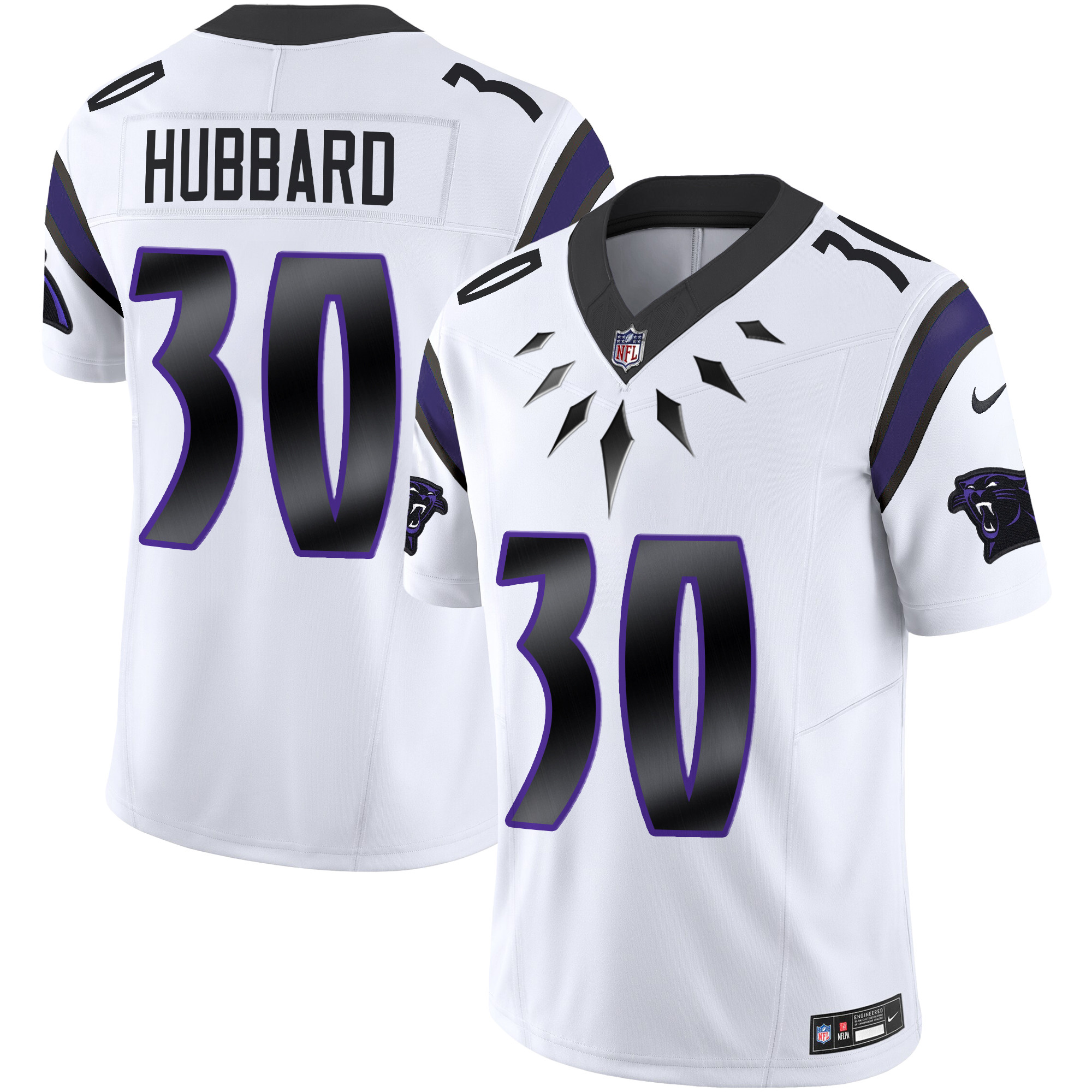 Chuba Hubbard Men's Carolina Panthers Wakanda Vapor Limited White Jersey - All Stitched
