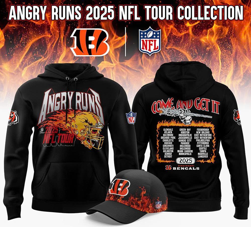 Cincinnati Bengals Angry Runs 2025 NFL Tour Collection Hoodie