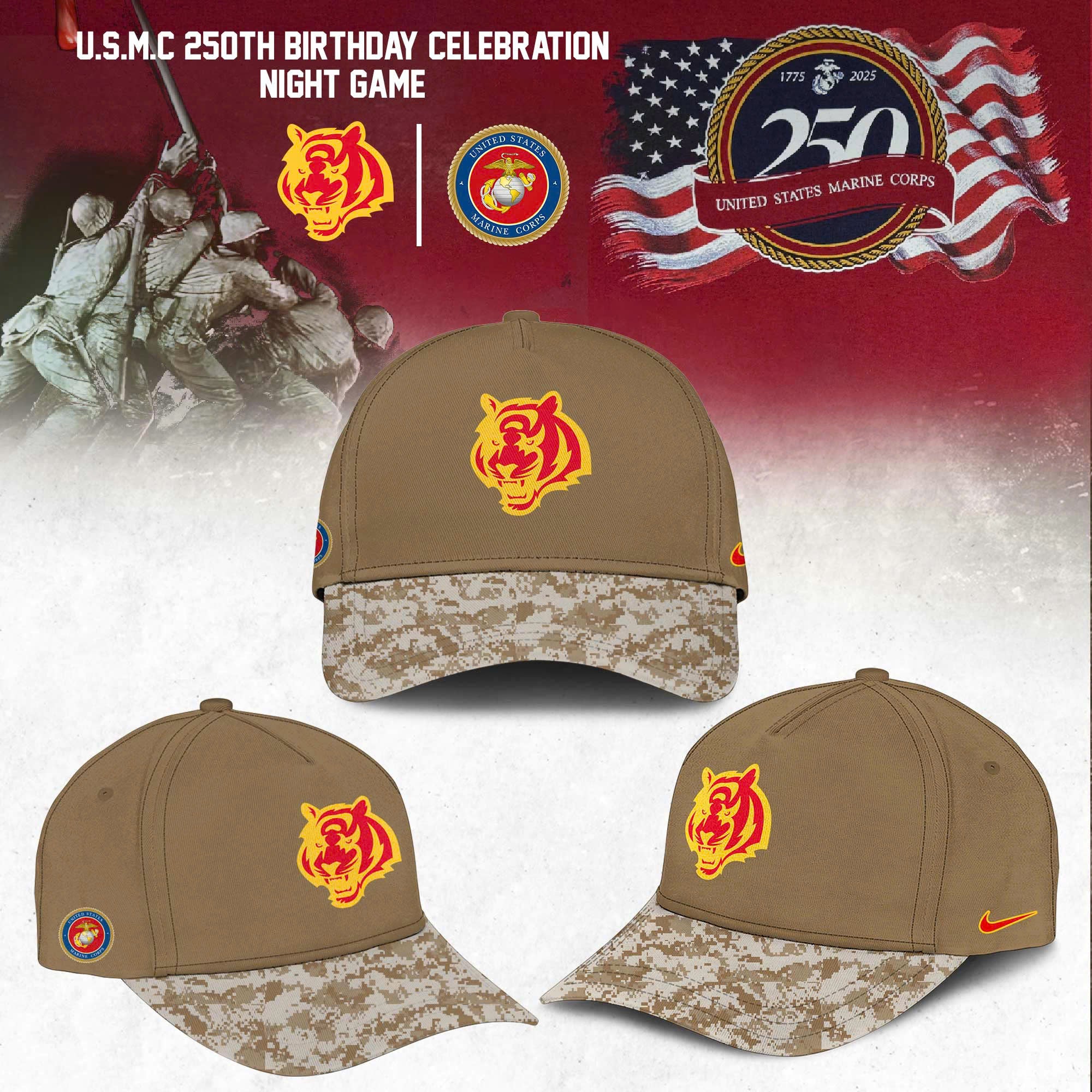 Cincinnati Bengals NFL x U.S.M.C 250th Anniversary 2025 Limited Cap