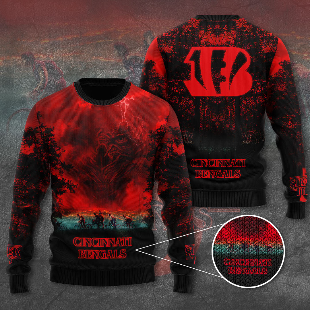 Cincinnati Bengals Stranger Things Ugly Sweater