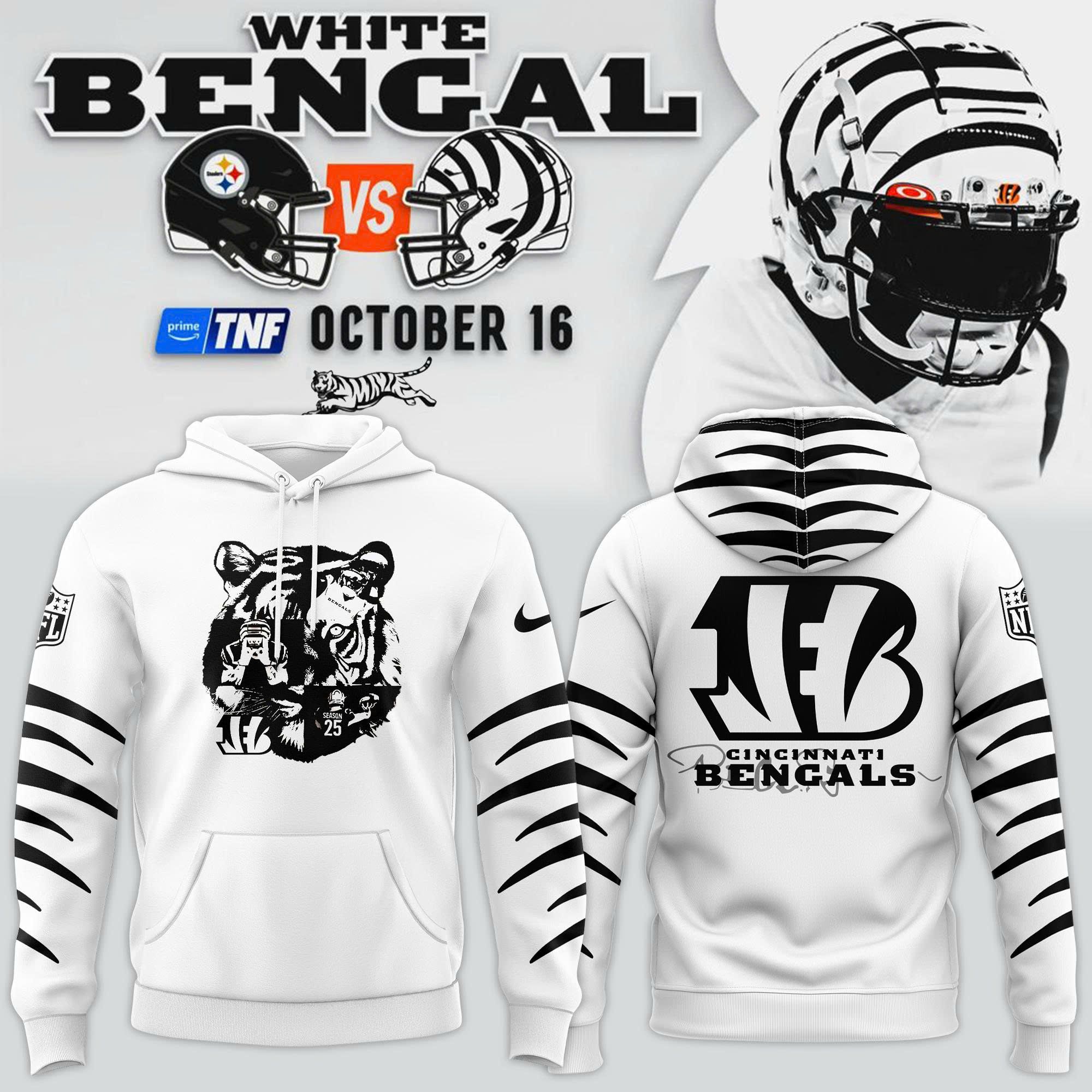Cincinnati Bengals White Fan Hoodie 2025 Edition