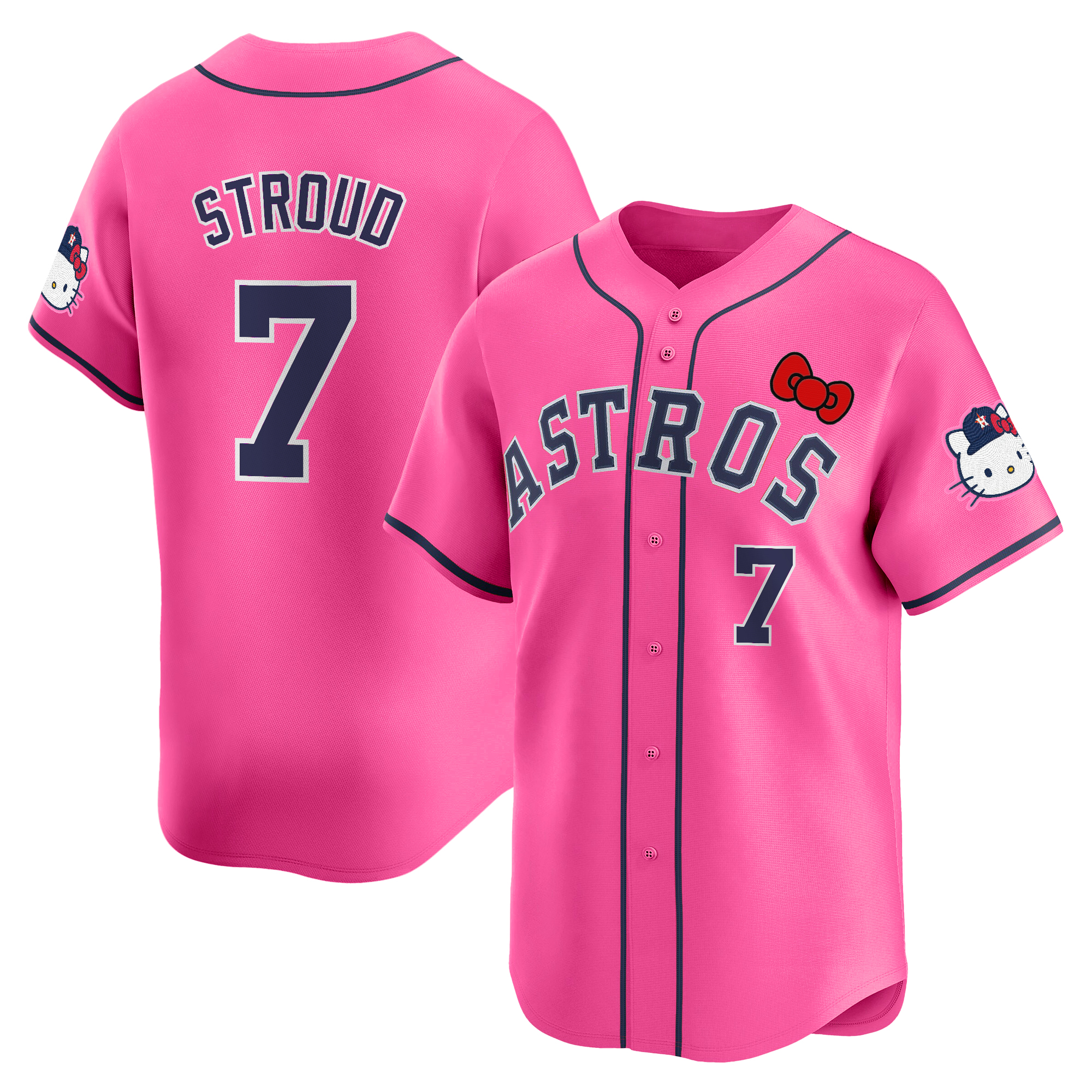 CJ Stroud Youth's Houston Astros Hello Kitty Vapor Premier Limited Pink Jersey V2 - All Stitched
