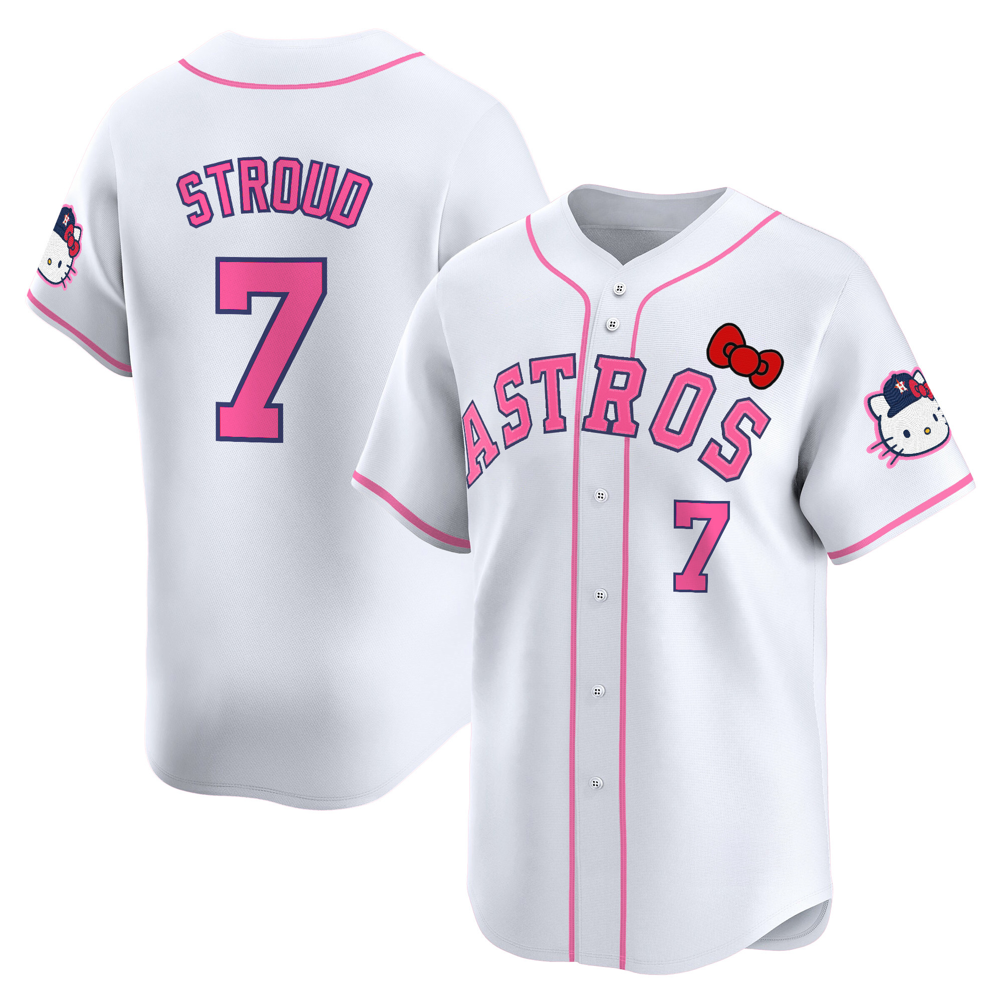 CJ Stroud Youth's Houston Astros Hello Kitty Vapor Premier Limited White Jersey V2 - All Stitched