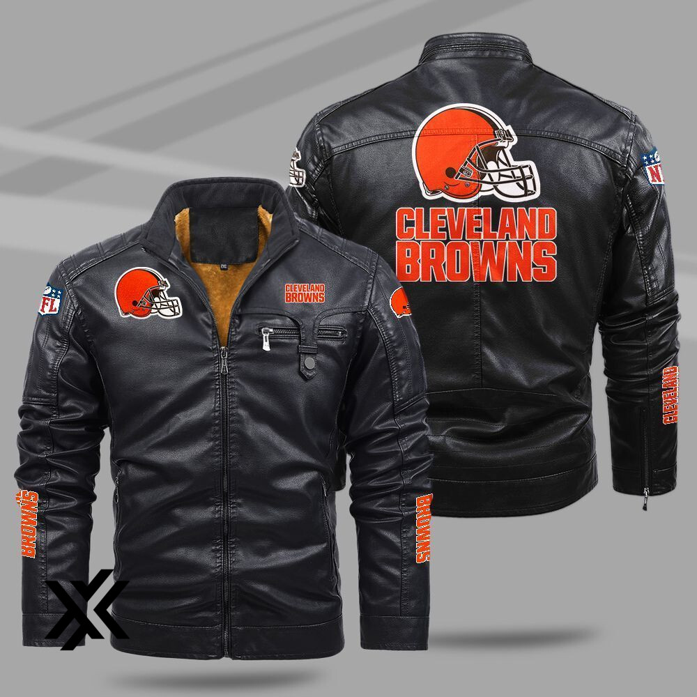 Cleveland Browns Men's Fleece Leather Jacket