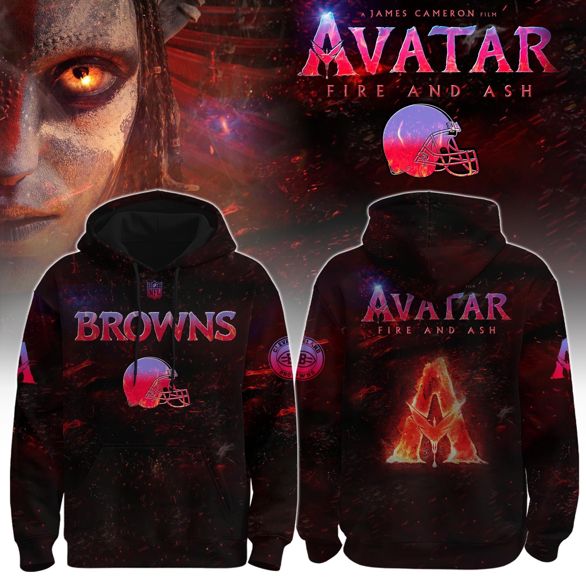Cleveland Browns x Avatar 3 â€œFire and Ashâ€ Editions Limited +Selling Out Fast Hoodie